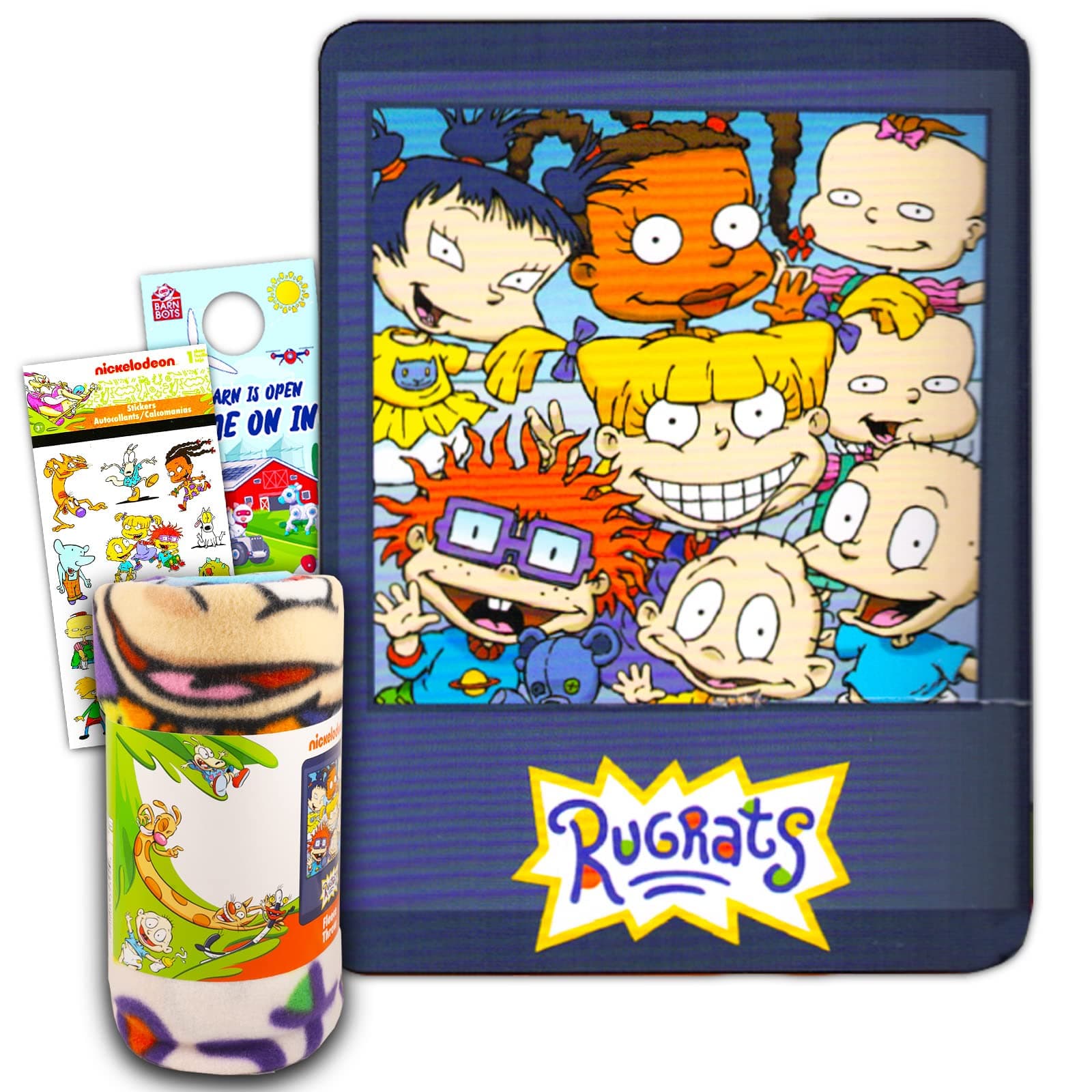 Nick Shop Nickelodeon Rugrats Fleece Blanket Set - Rugrats Bedroom Decor Bundle with Stickers and More for Kids Toddlers Children (Nickelodeon Rugrats Blanket)