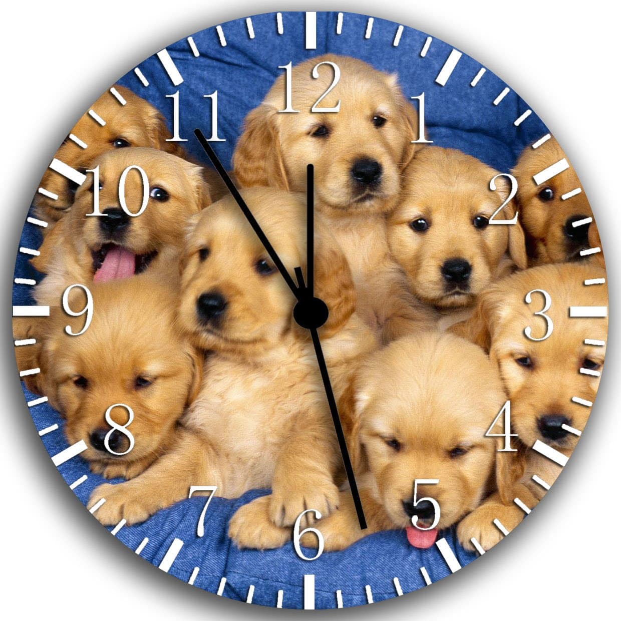 Golden Retriever Puppies Frameless Borderless Wall Clock W176 Nice for Gift or Room Wall Decor
