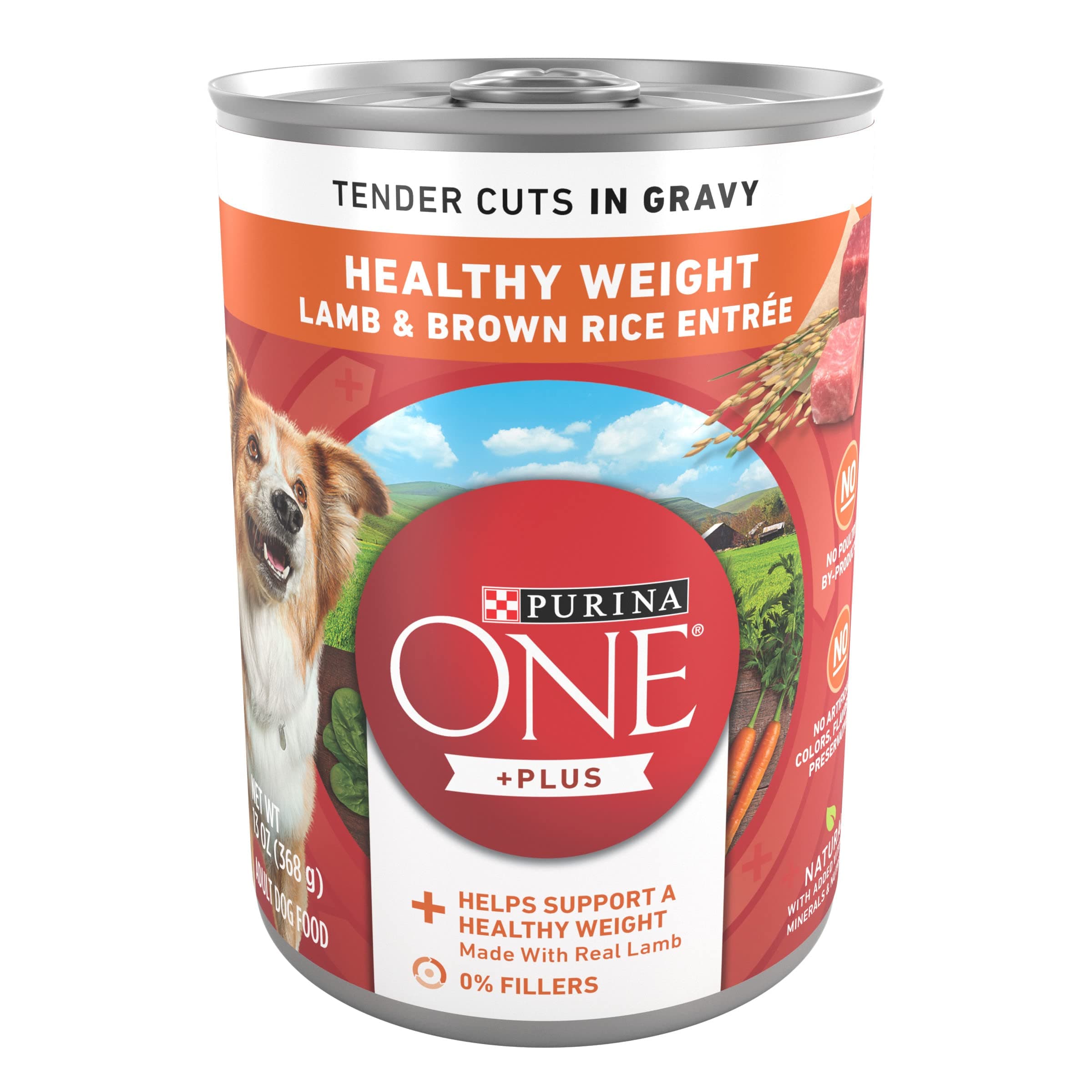 - Purina ONE Plus Tender Cuts in Gravy Healthy Weight Lamb and Brown Rice Entree in Wet Dog Food Gravy - (Pack of 12) 13 oz. Cans