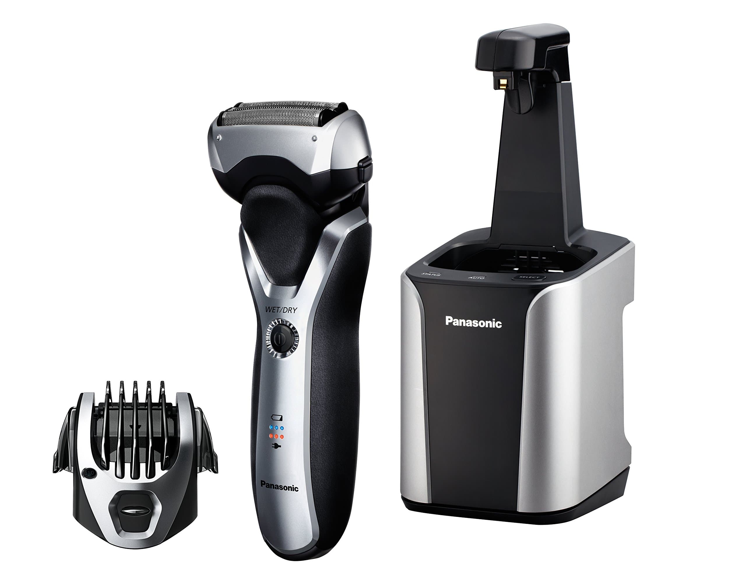 Panasonic ES-RT97-S Arc3 Electric Razor, Men's 3-Blade Cordless with Wet/Dry Convenience, Comb Attachment for Trimming, and included Premium Automatic Clean & Charge Station