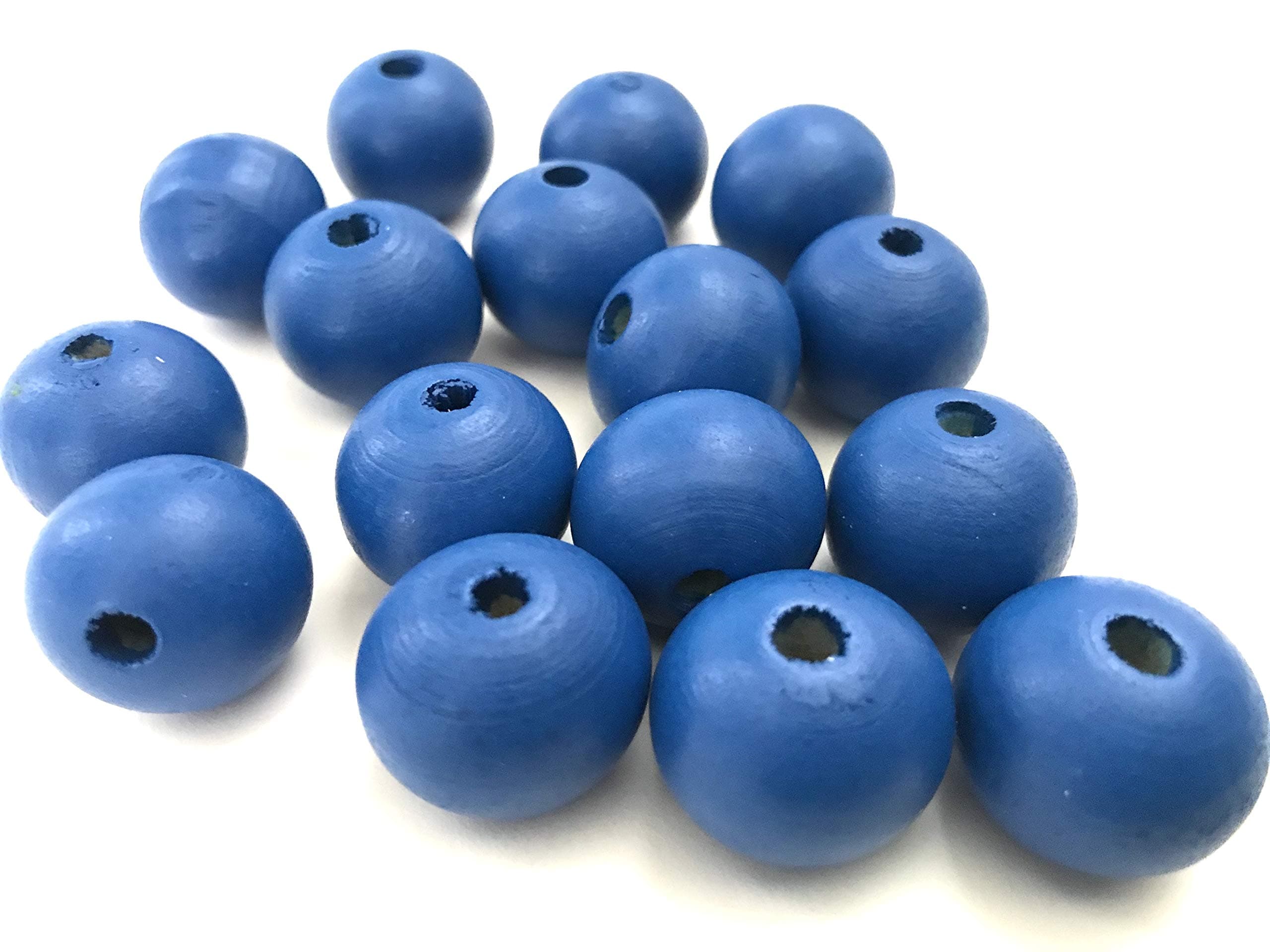 30 pcs 20mm Blue Wood Beads Round Bead Jewelry Making Wooden Big Tool Macrame Beads 7T