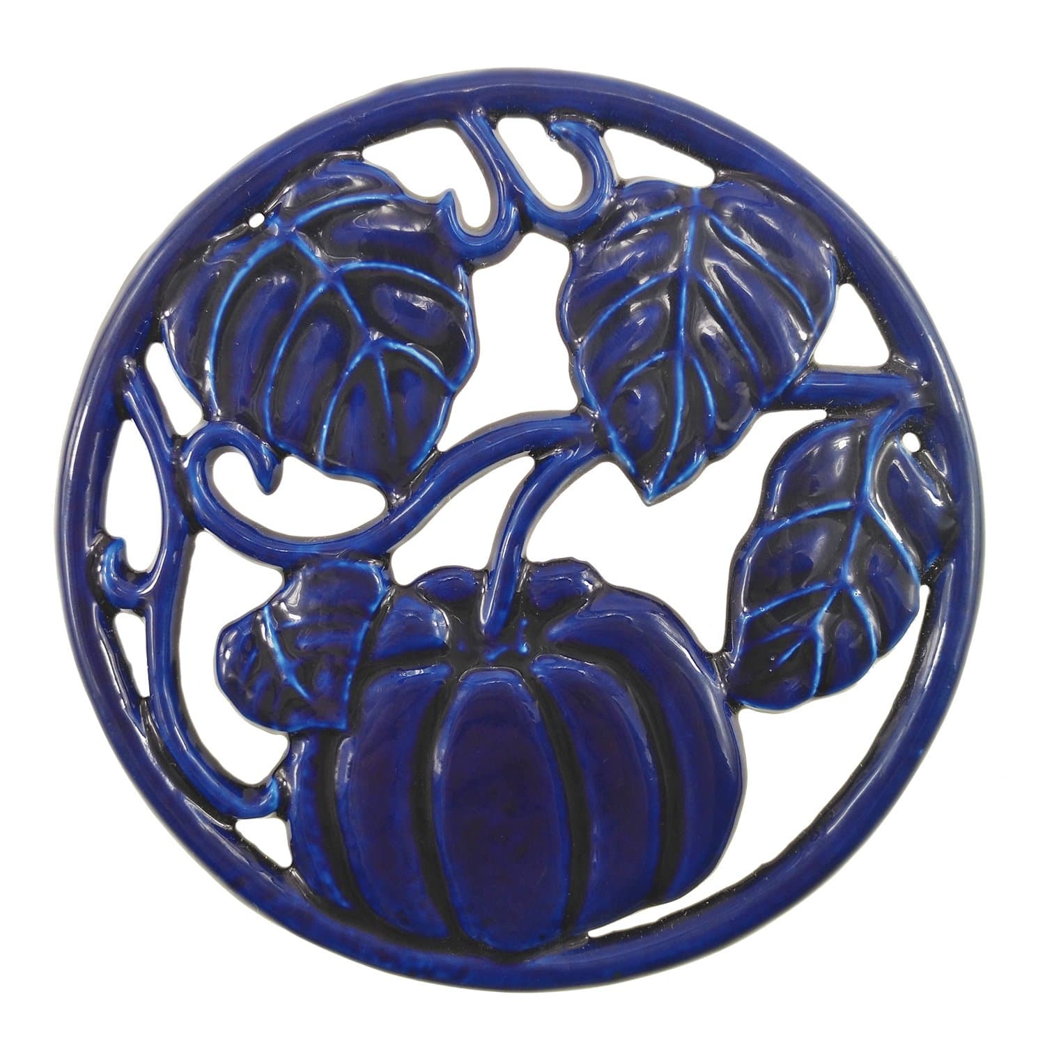 Cast Iron Pumpkin Trivet, 5.5-inch (Blue)