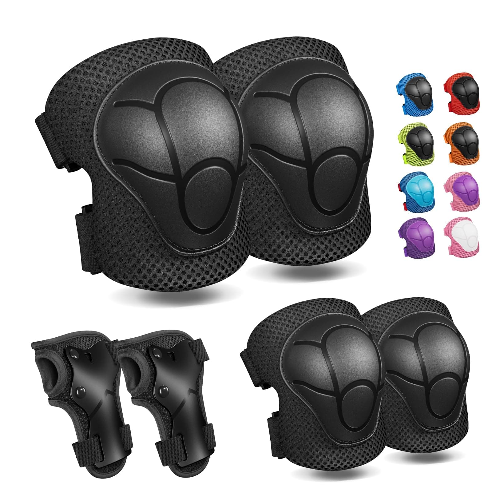 CKE Knee Pads for Kids Kneepads and Elbow Pads Toddler Protective Gear Set Kids Elbow Pads and Knee Pads for Girls Boys with Wrist Guards 3 in 1 for Skating Cycling Bike Rollerblading Scooter