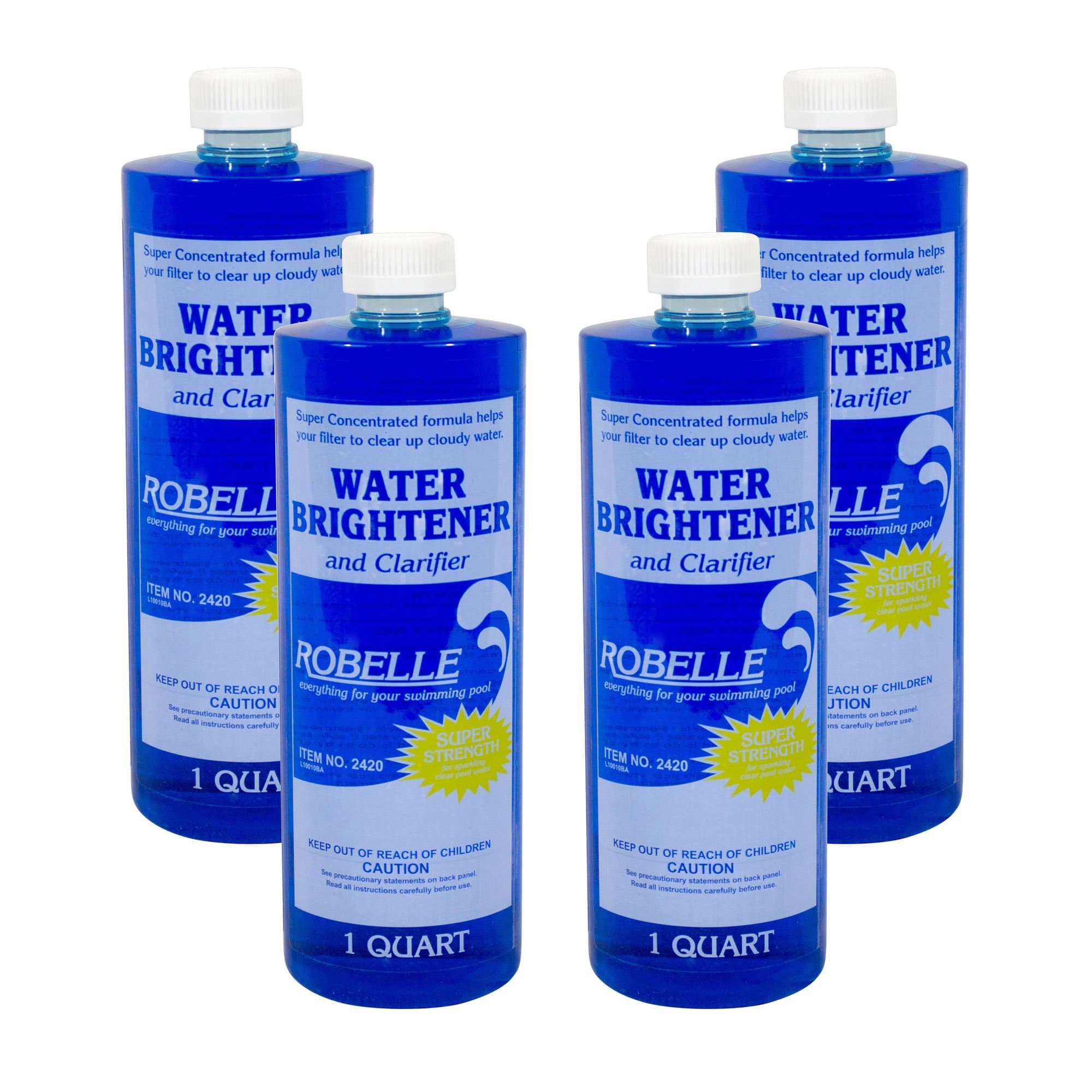 Robelle 1-Quart 4-Pack Premium Water Brightener and Clarifier, Pool Clarifier, Made in USA