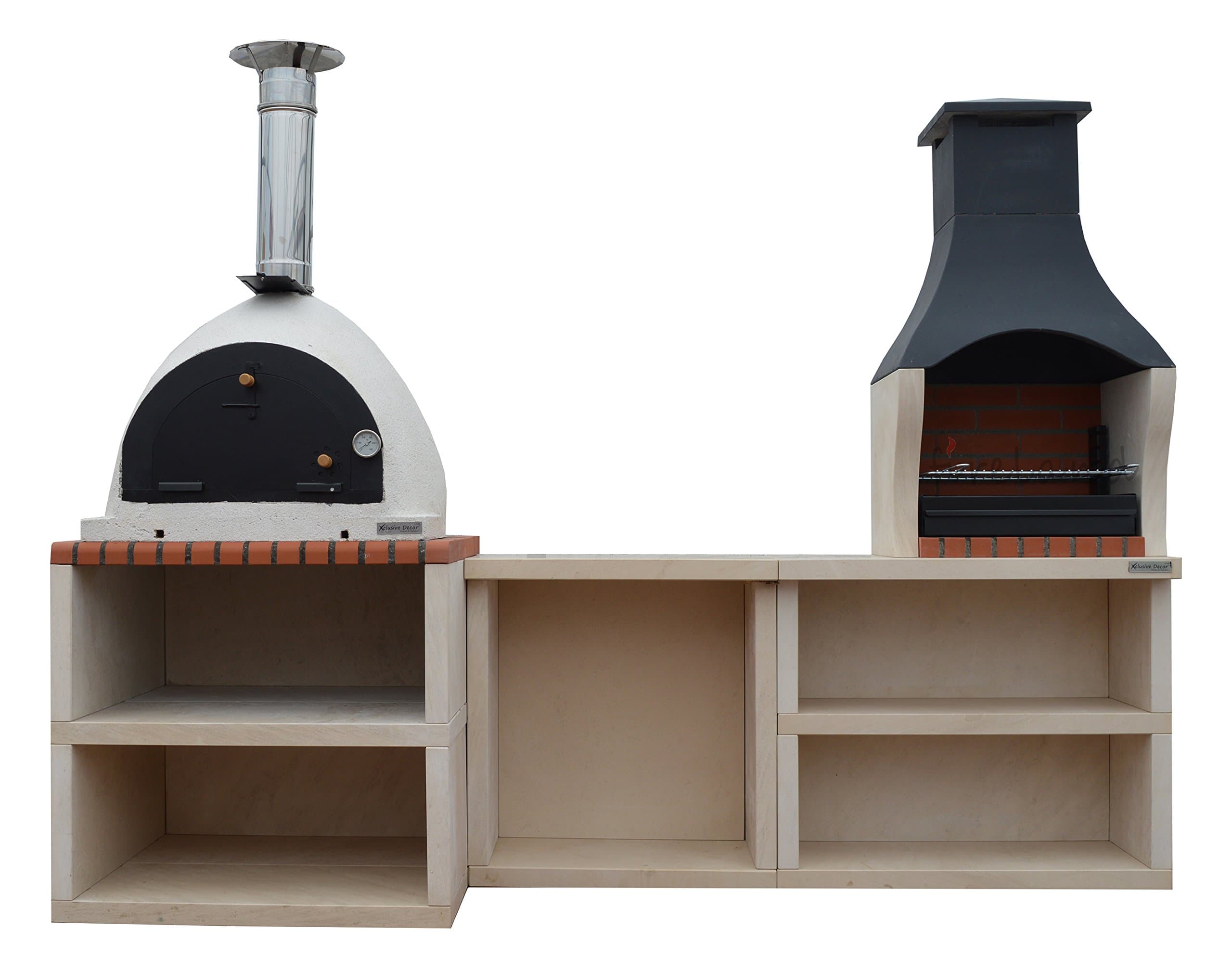 XclusiveDecor Outdoor Wood Fired Pizza Oven & Barbecue Grill - Complete Set