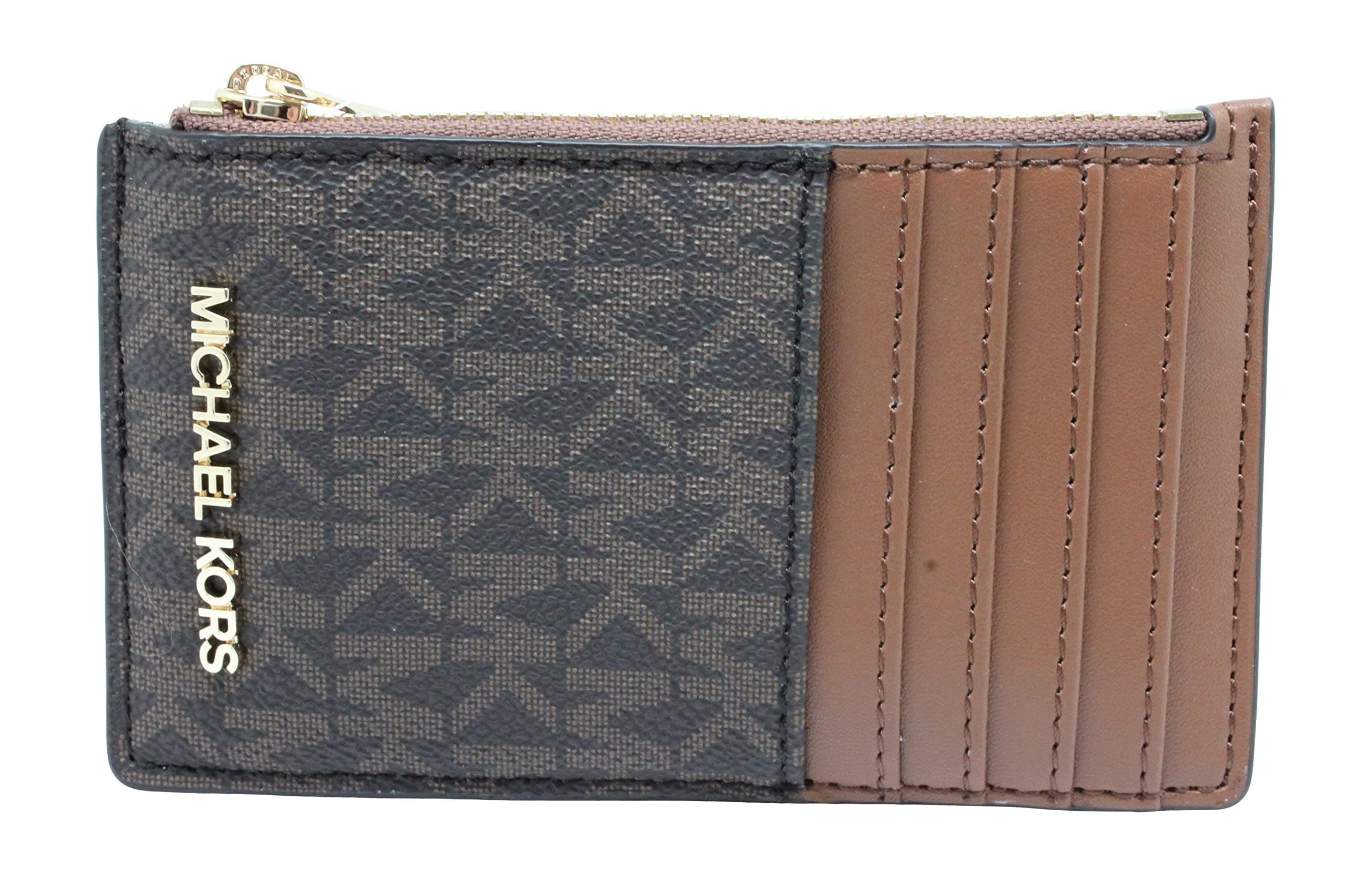 Michael KorsJet Set Travel Top Zip Card Case Wallet Coin Pouch Brown, Brown, Jet Set Travel