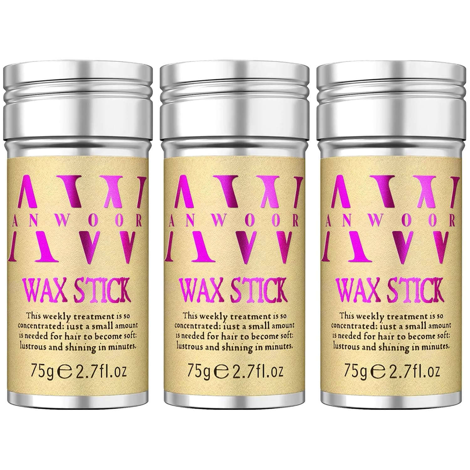 AnWoor Wax Stick for Hair, 3PCS Hair Wax Stick, Hair Gel Stick, Slick Back Hair Stick, Hair Slick Stick for Flyaways, Taming Frizz, Hair Styling Slick Stick for Pomade & No-Greasy