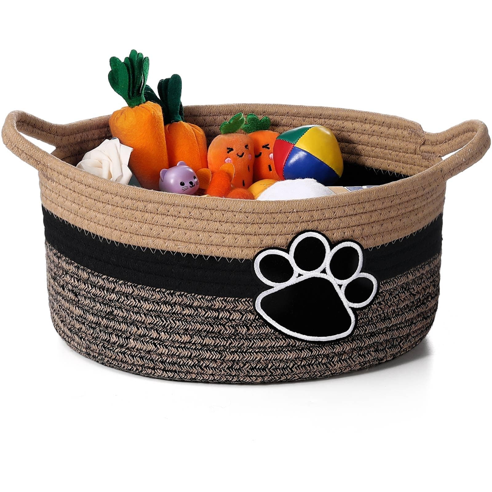 Cute Dog Basket Cat Basket Storage with Handles Decorative Basket for Christmas Dog Gift 11.8 x 11.81 x 5.91 Inch(Brown)