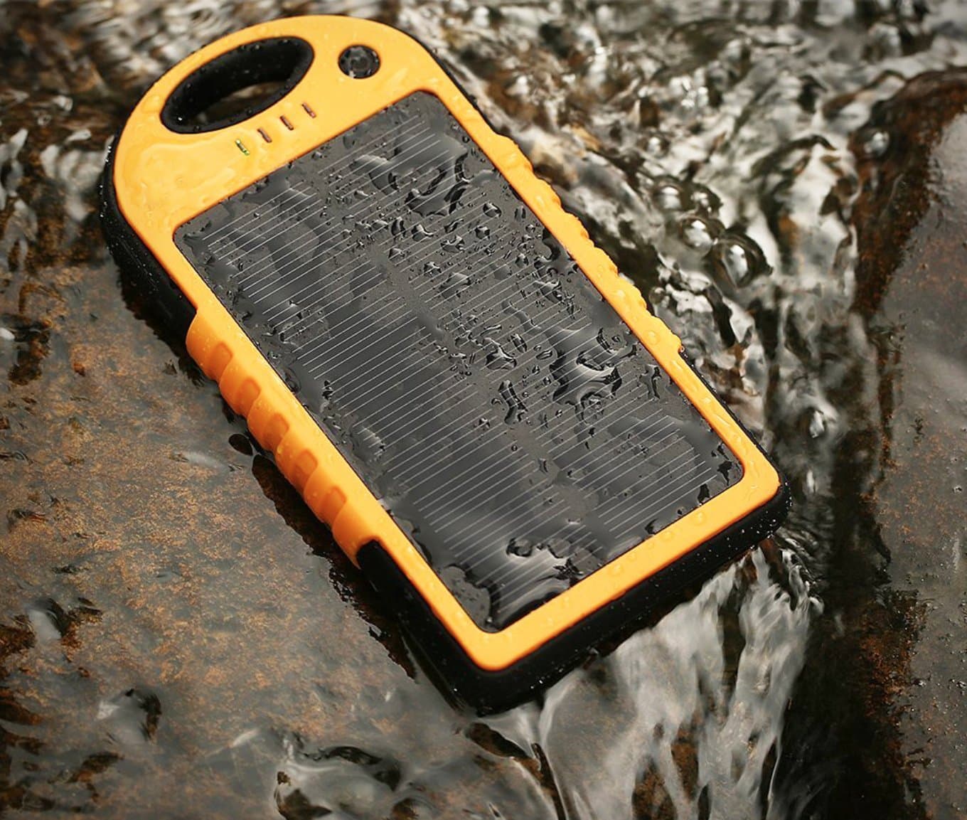 Portable Eco-Friendly Solar Charger by E*Star Goods 12000 mAh Solar Power Bank w/Hidden Dual USB/Micro Charging Ports, fit for Charging Multiple Devices (Orange)