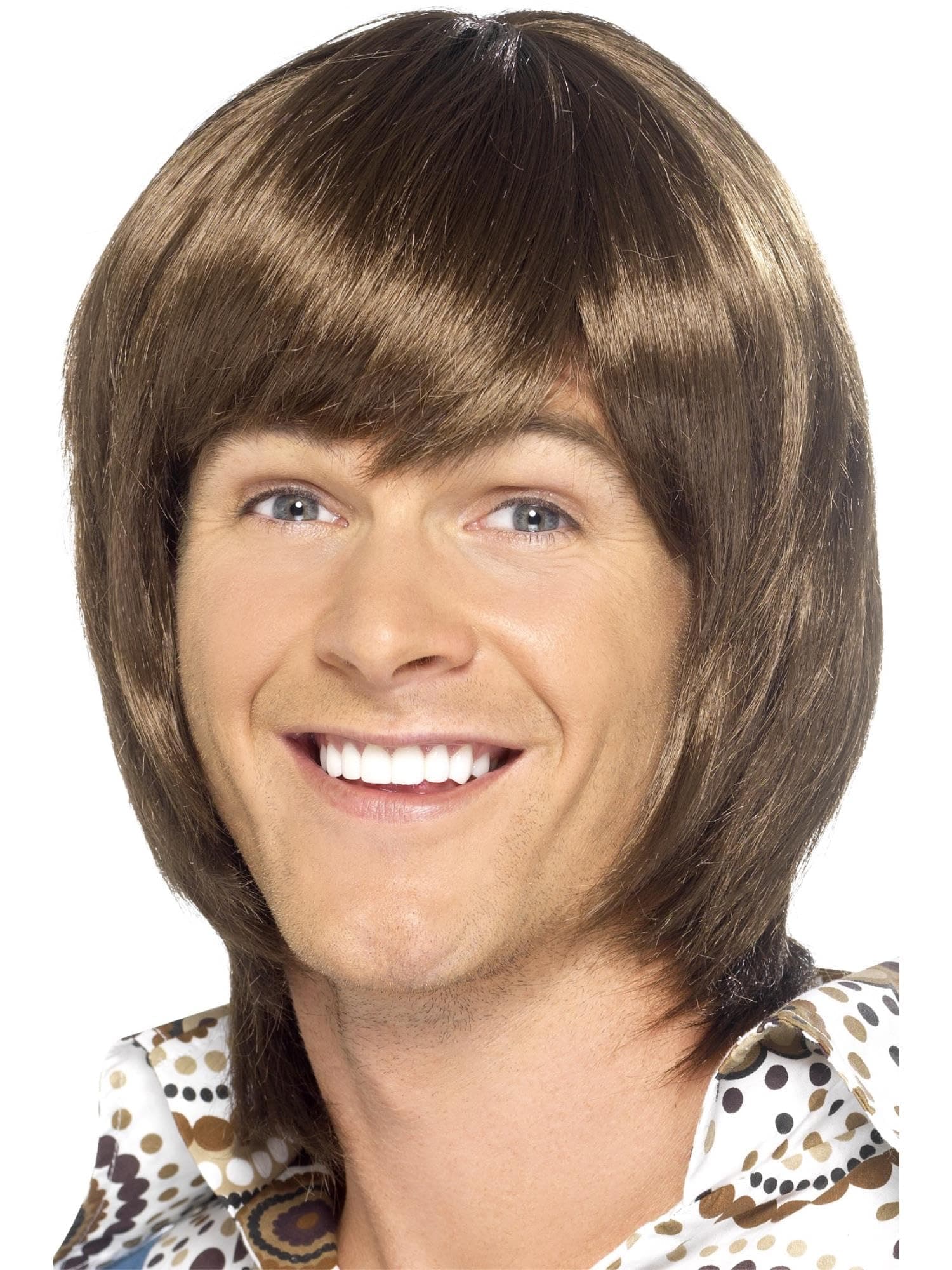Smiffys 70s Heartthrob Wig, Brown , 1970's Disco Fancy Dress, 1970s Dress Up Wigs