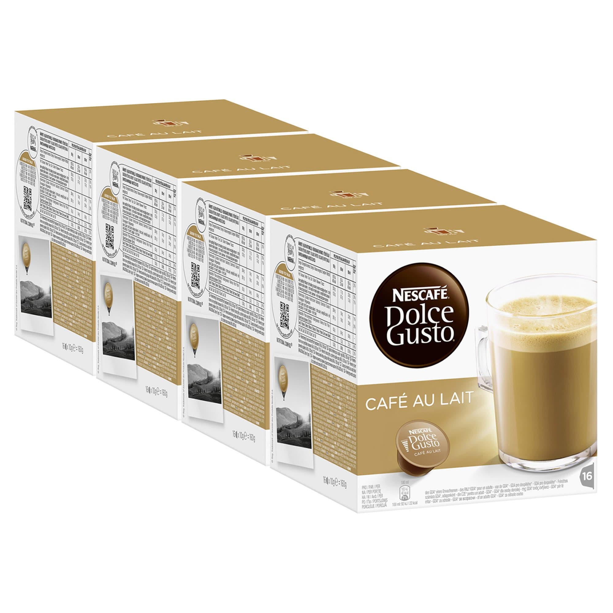 Nescafé Dolce Gusto Café au lait, Pack of 4, 4 x 16 Capsules