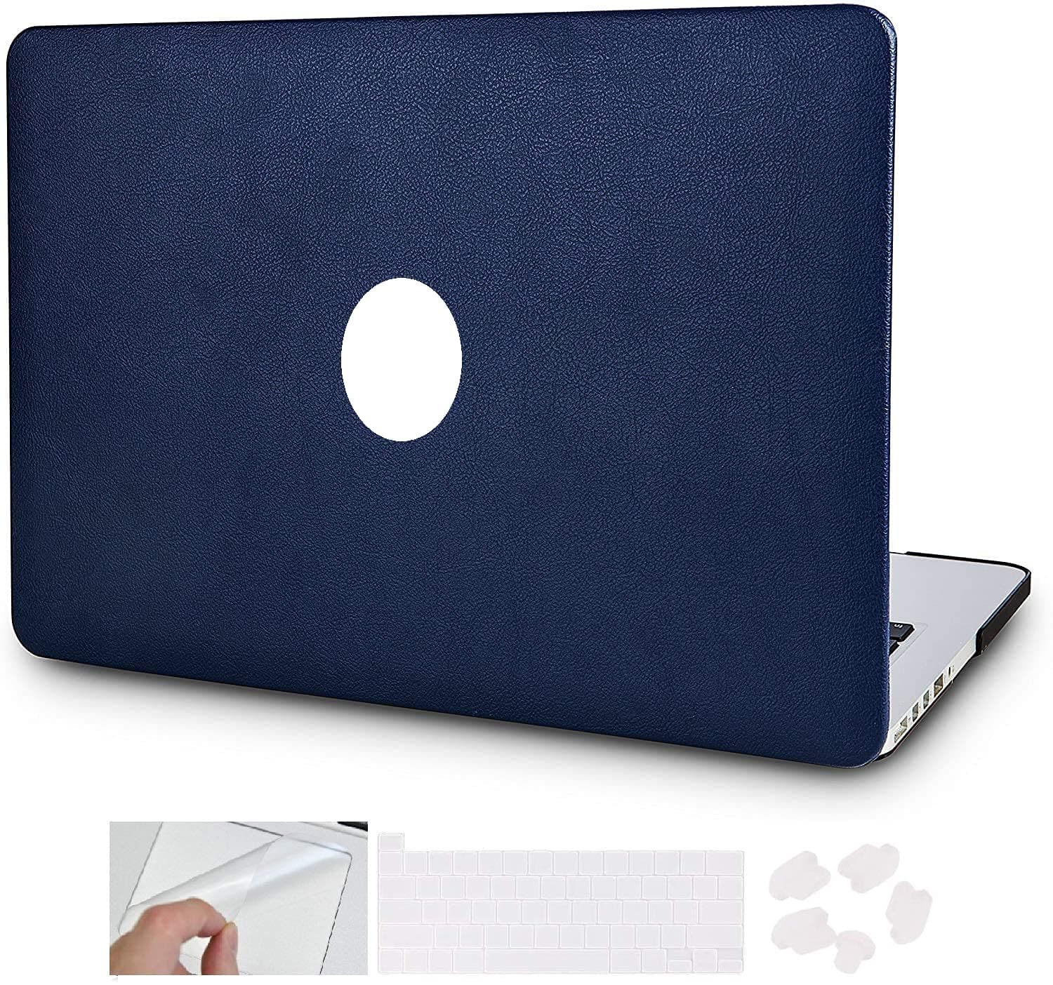 SwooK PU Leather Surface Coated Hard Case Cover for M1 MacBook Air Laptops 13 inches M1 A2337 A2179 2020, 2021 Release MacBook Air Hard Shell Cover Case (Navy Blue)