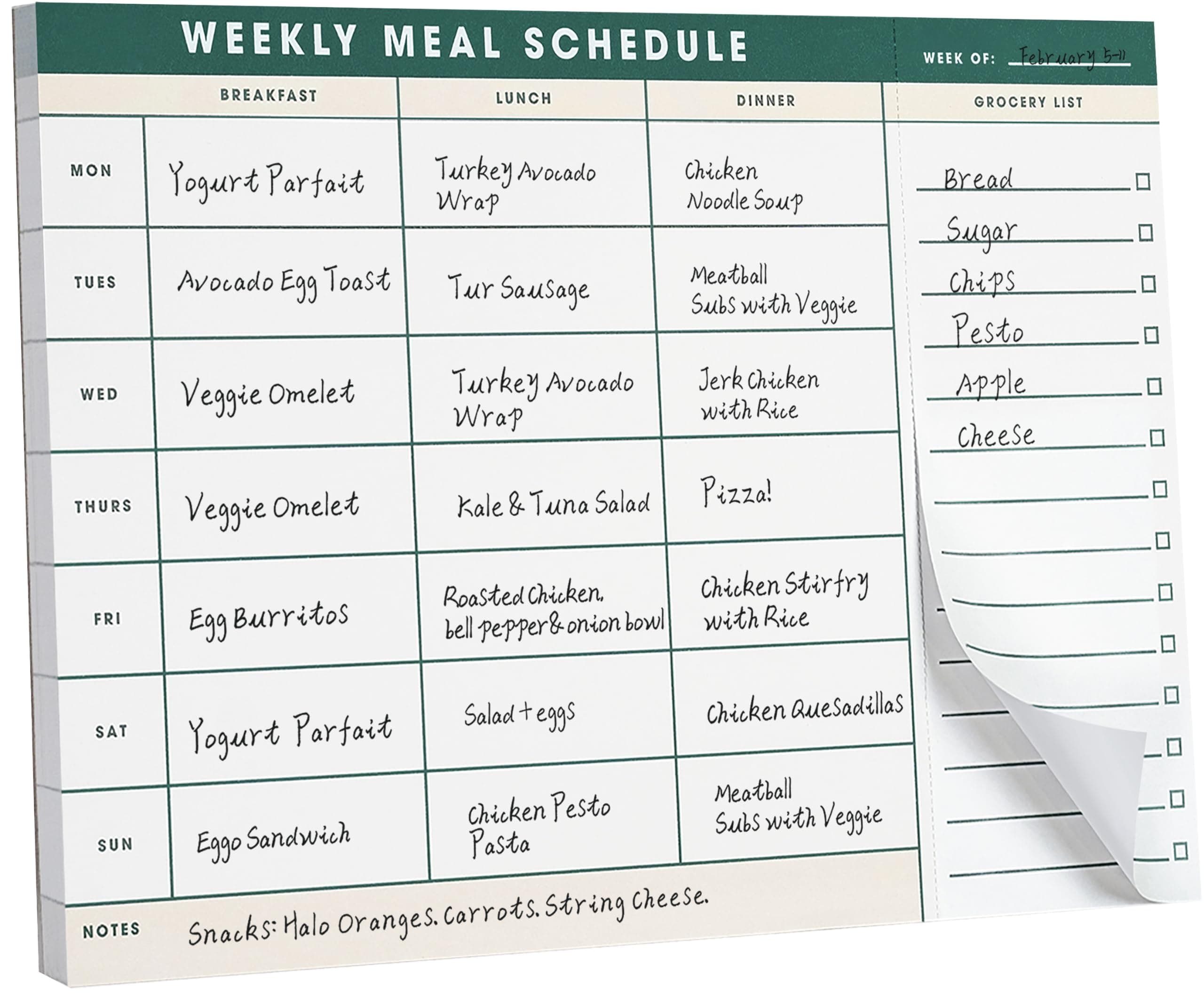 Weekly Magnetic Meal Planner & Tear Off Grocery List - 7 x 10 Inch Menu Planner Notepad for Fridge - Grocery Shopping List Notepad –Dinner List for Refrigerator - (Large Planner with 60 Sheets - 7 x
