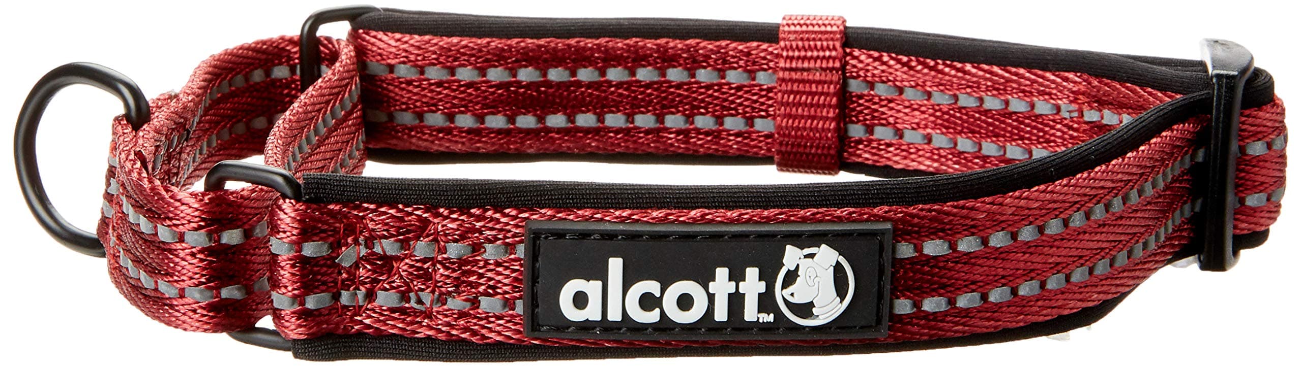 Alcott Dog Collar Half Chalk Training Leader Walk Anti-slip (Red, M Width 2cm / Neck: 35.5-50cm)