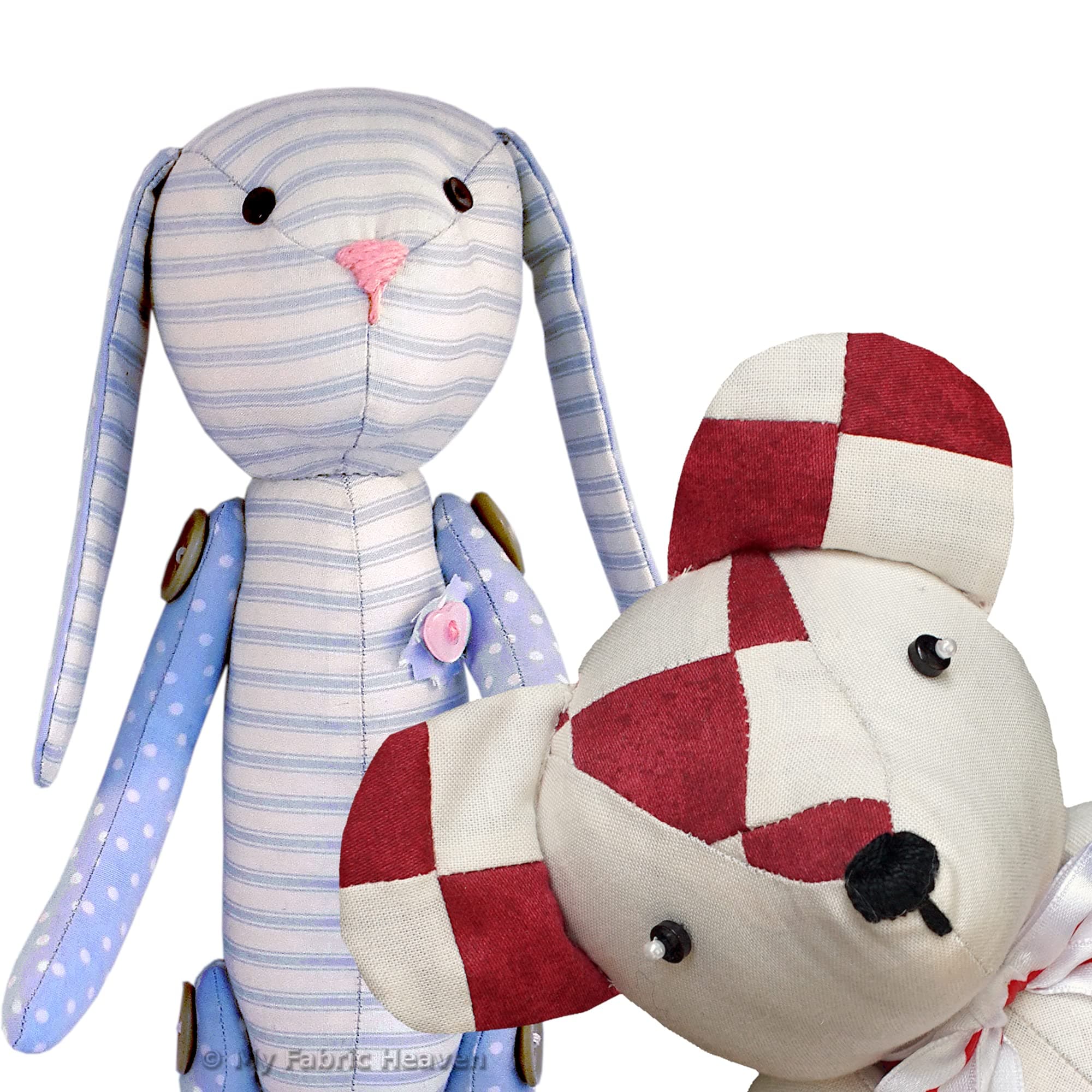 My Fabric Heaven Two Discounted Teddy Bear & Bunny Rabbit Sewing Patterns Stuffed Soft Toys & Easy Photo-Tutorial Booklet. Free Post