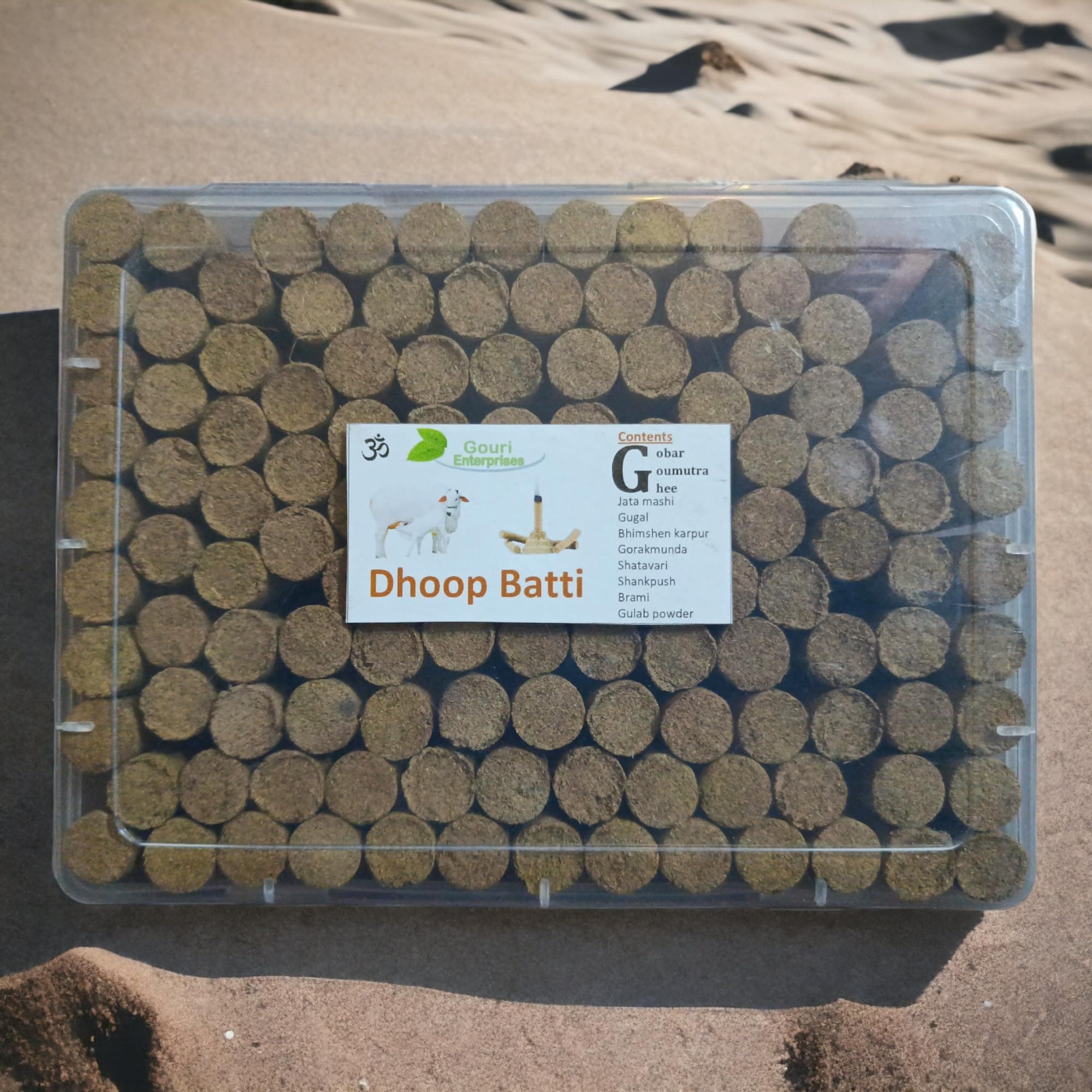 Gouri Enterprises [ Pack of 130 ] Premium Desi Cow Dung Dhoop Batti Organic Incense Stick dhup for Puja 100% Organic and Pure -Set of 130 (Cow Dung DHOOP)