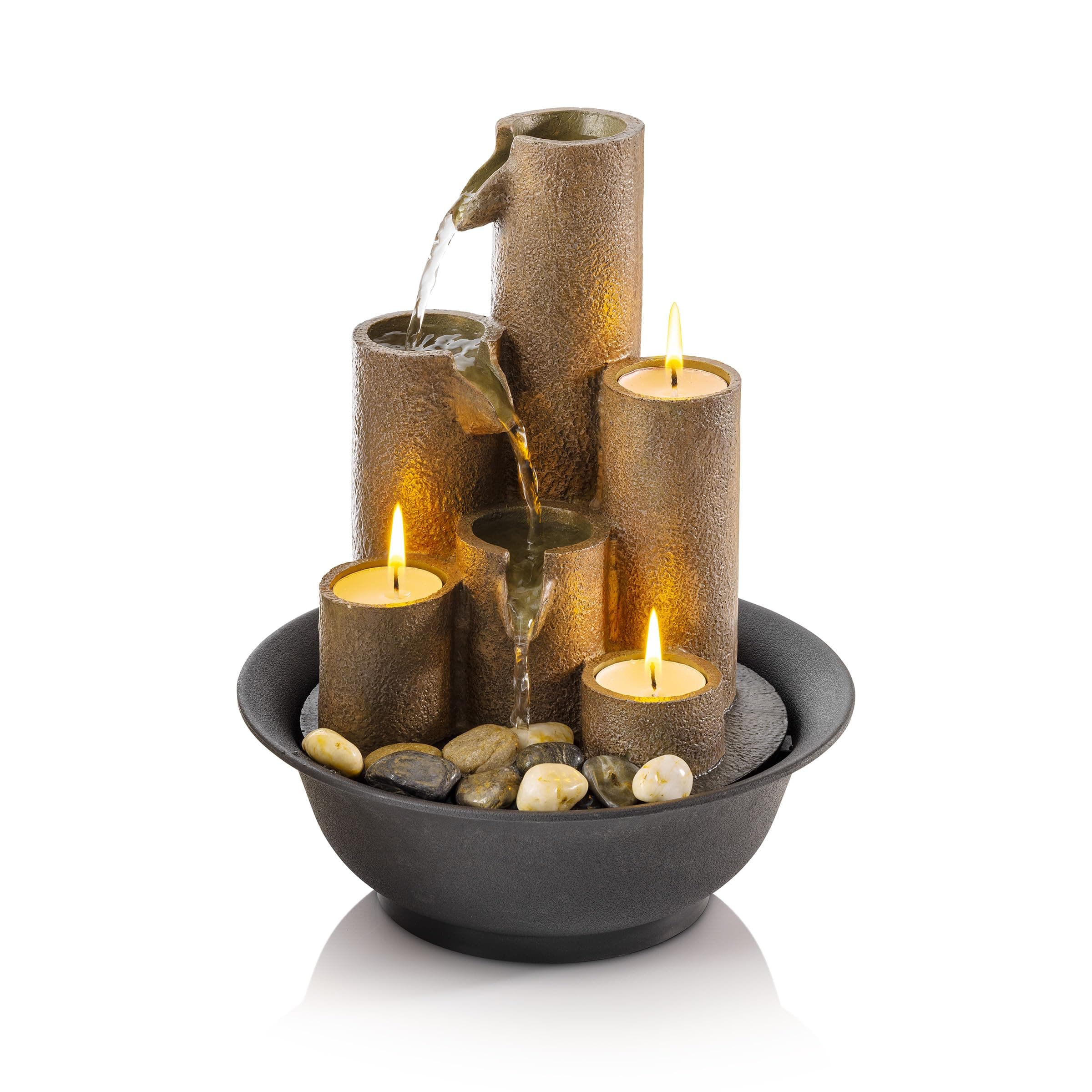 Alpine WCT202 Tiered Column Tabletop Fountain with 3-Candles