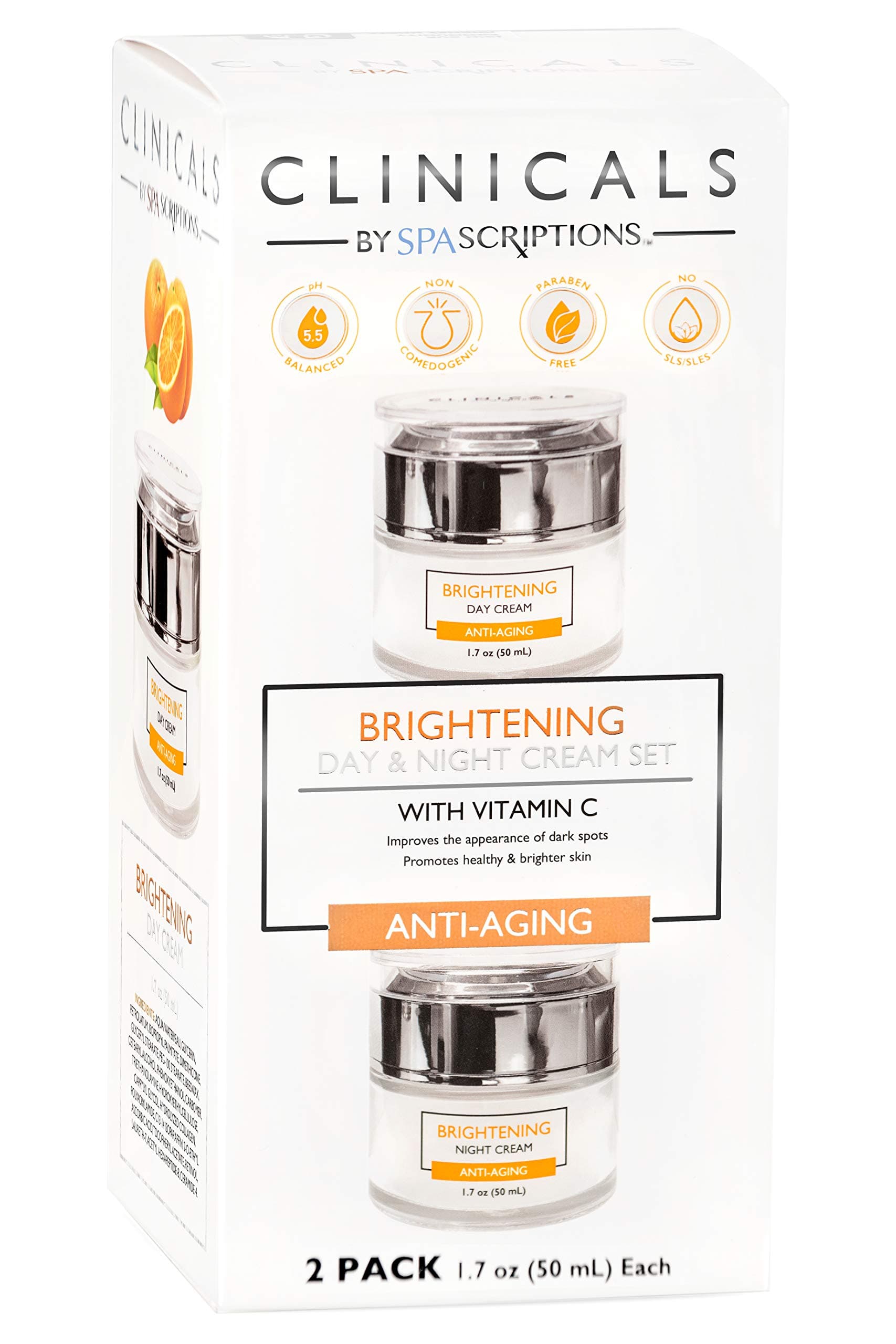 SpaScriptions Clinicals- Lift & Firm Day & Night Cream Set - 2 Pack (1.7oz) (Vitamin C: Brightening)
