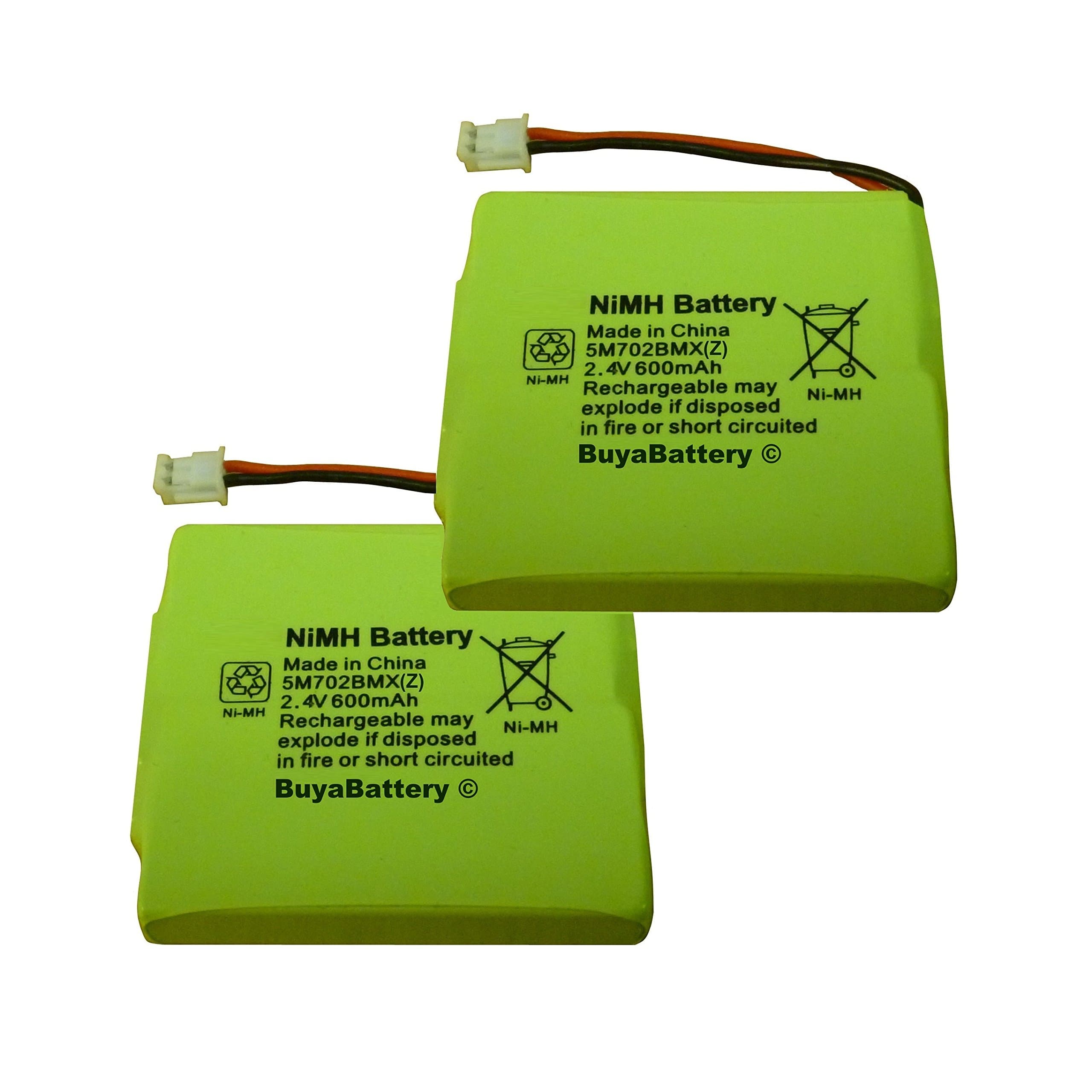 2 x New BuyaBattery Replacement Batteries for BT Verve 450 and 410 Cordless Phones 5M702BMX 2.4V 600mAh NiMH (Ni-MH)