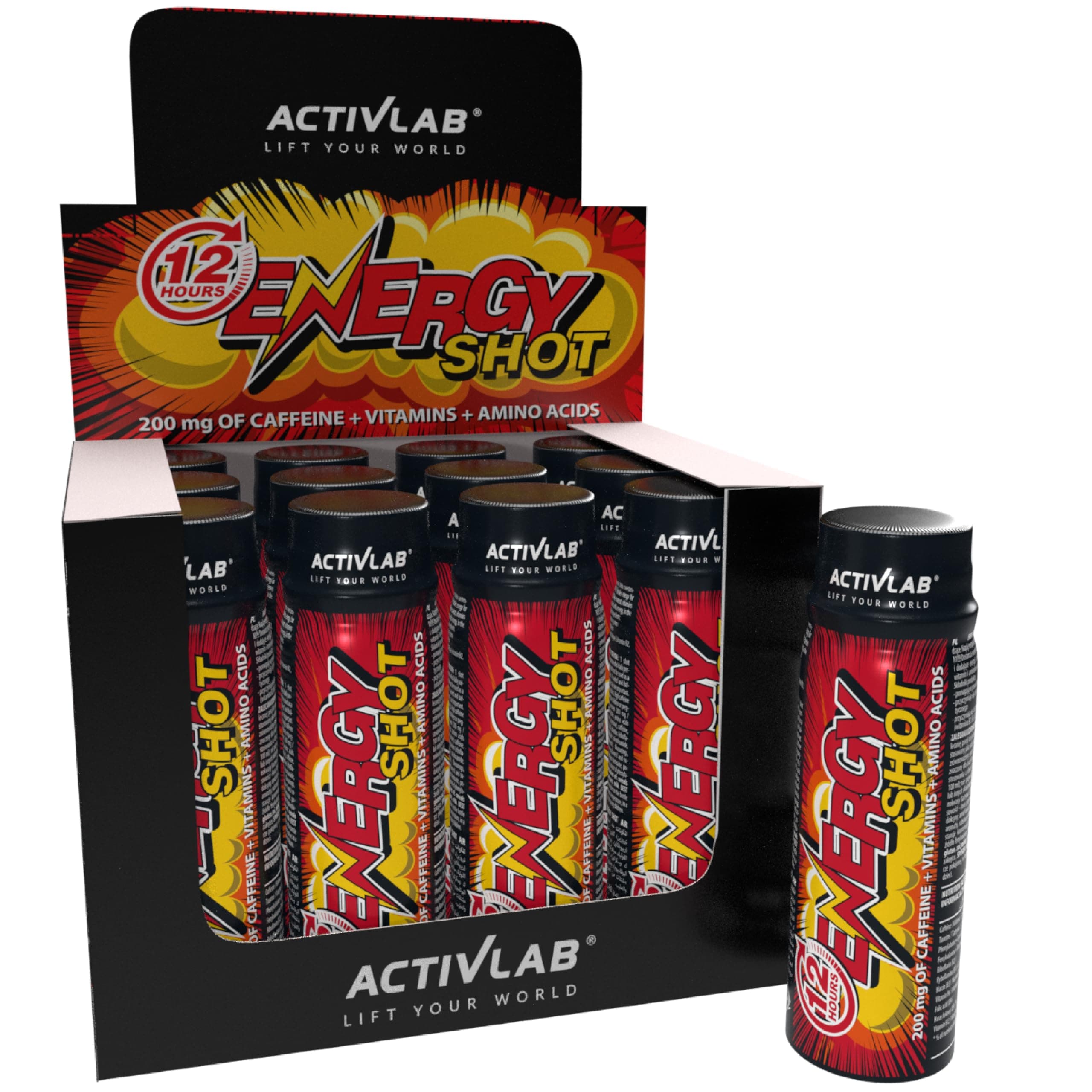 Energy Shot 12X 100 ML Bottle | Workout Drink With Caffeine, Vitamins C And B Group, Taurine | Energy Drink Sugar Free