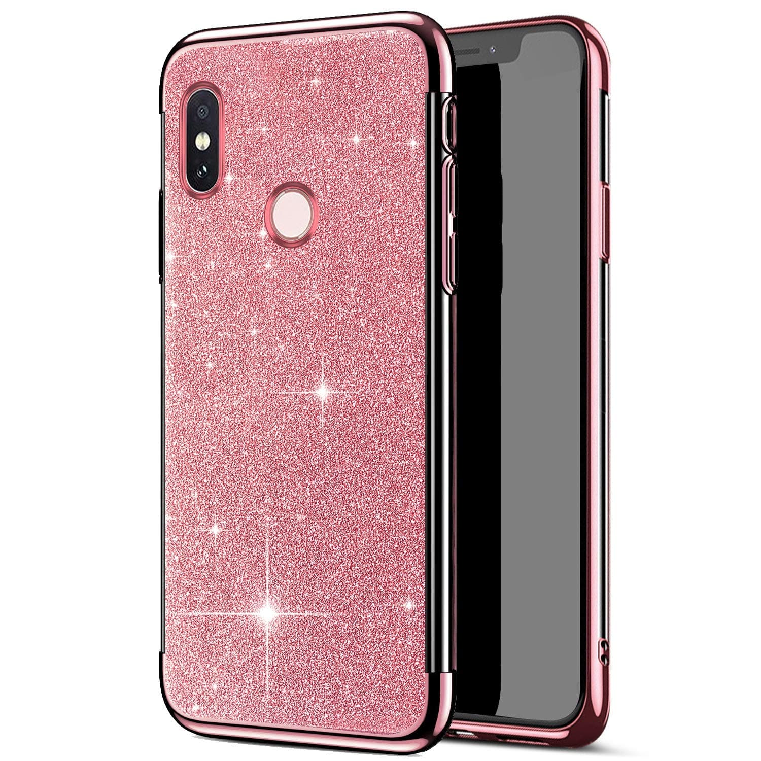 PHEZEN Case for Xiaomi Redmi S2 Case Girls Glitter Sparkle Bling Case Thin Slim Cases Chrome Plating Bumper Soft Clear TPU Silicone Rubber Protective Phone Case for Xiaomi Redmi S2,Rose Gold