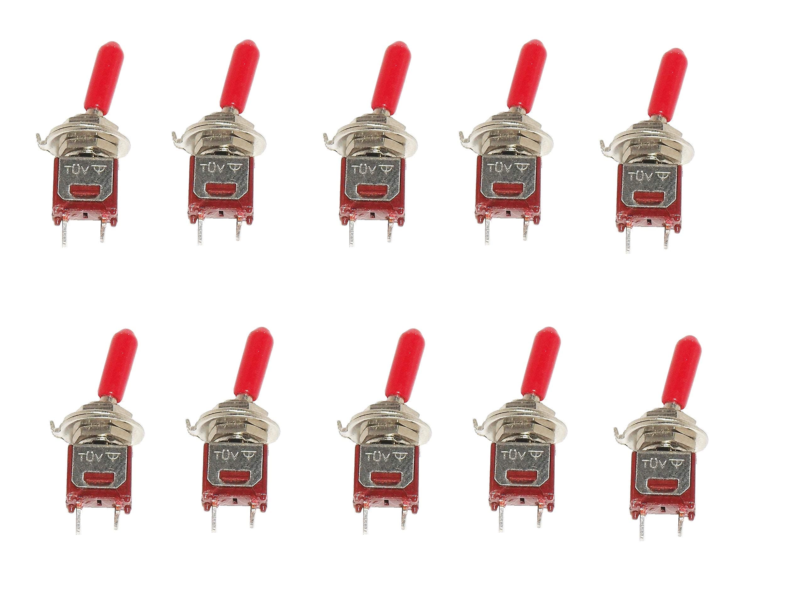 10 SPST ON/Off Subminiature Toggle Switch Mini with Red Handle