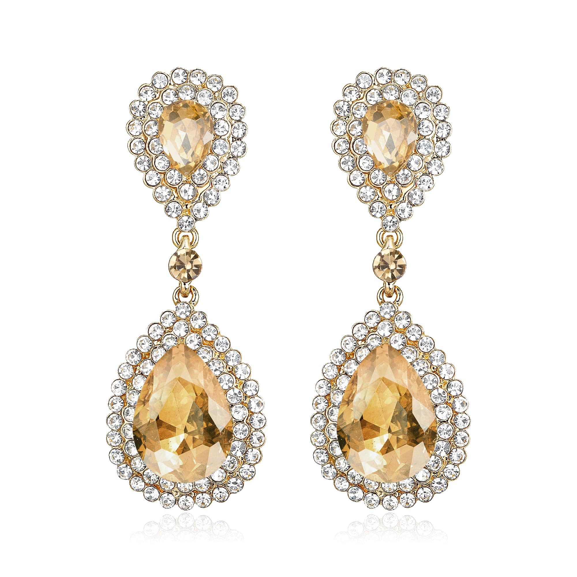 Women's Fashion Wedding Bridal Crystal Teardrop Infinity Dangle Earrings