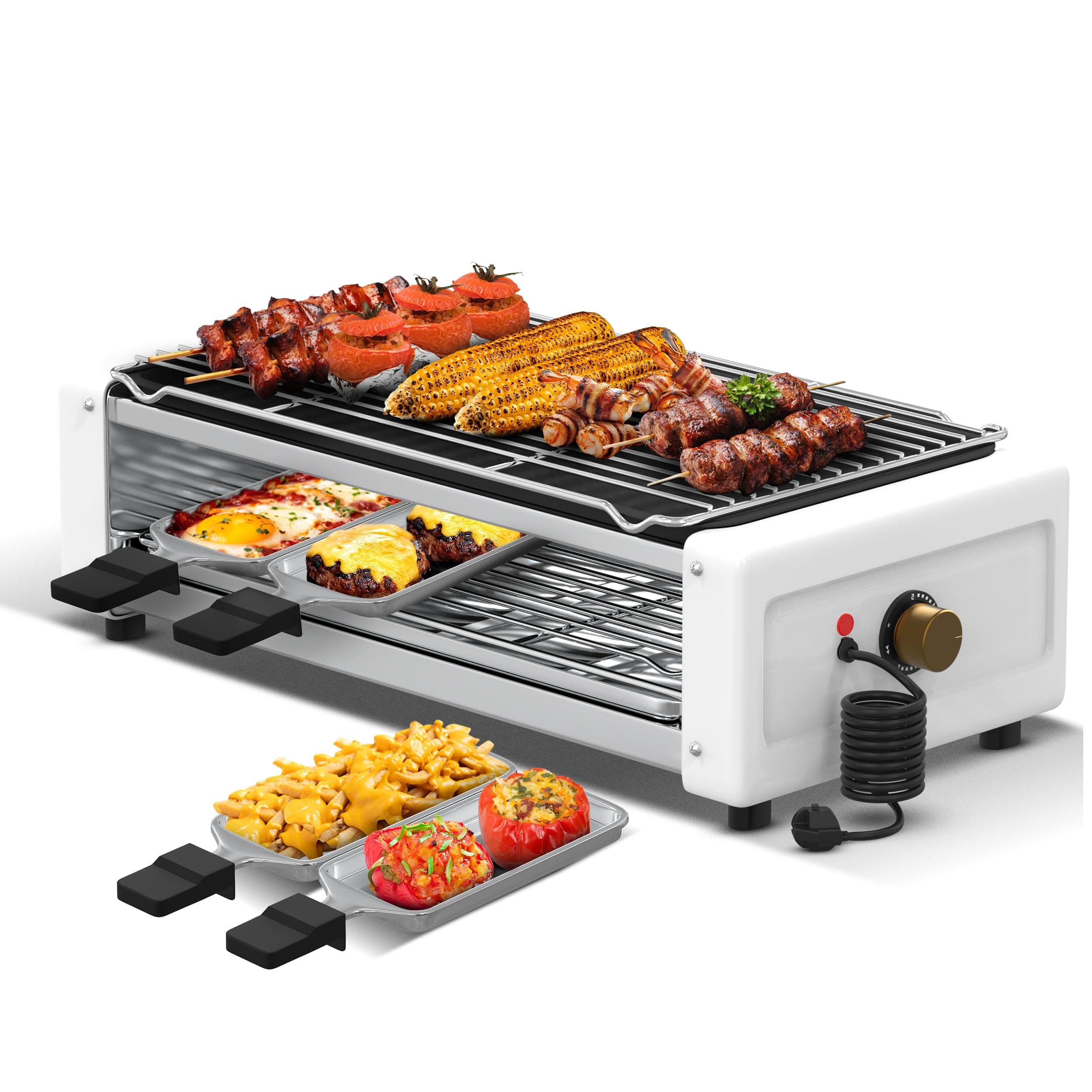 Corekit Smokeless Indoor Electric Grill 4 -in-1 Nonstick Countertop Grill for Kitchen & Dorm, Adjustable Temperature, Removable Plates, Easy to Clean, 1700W Electric Griddle for BBQ