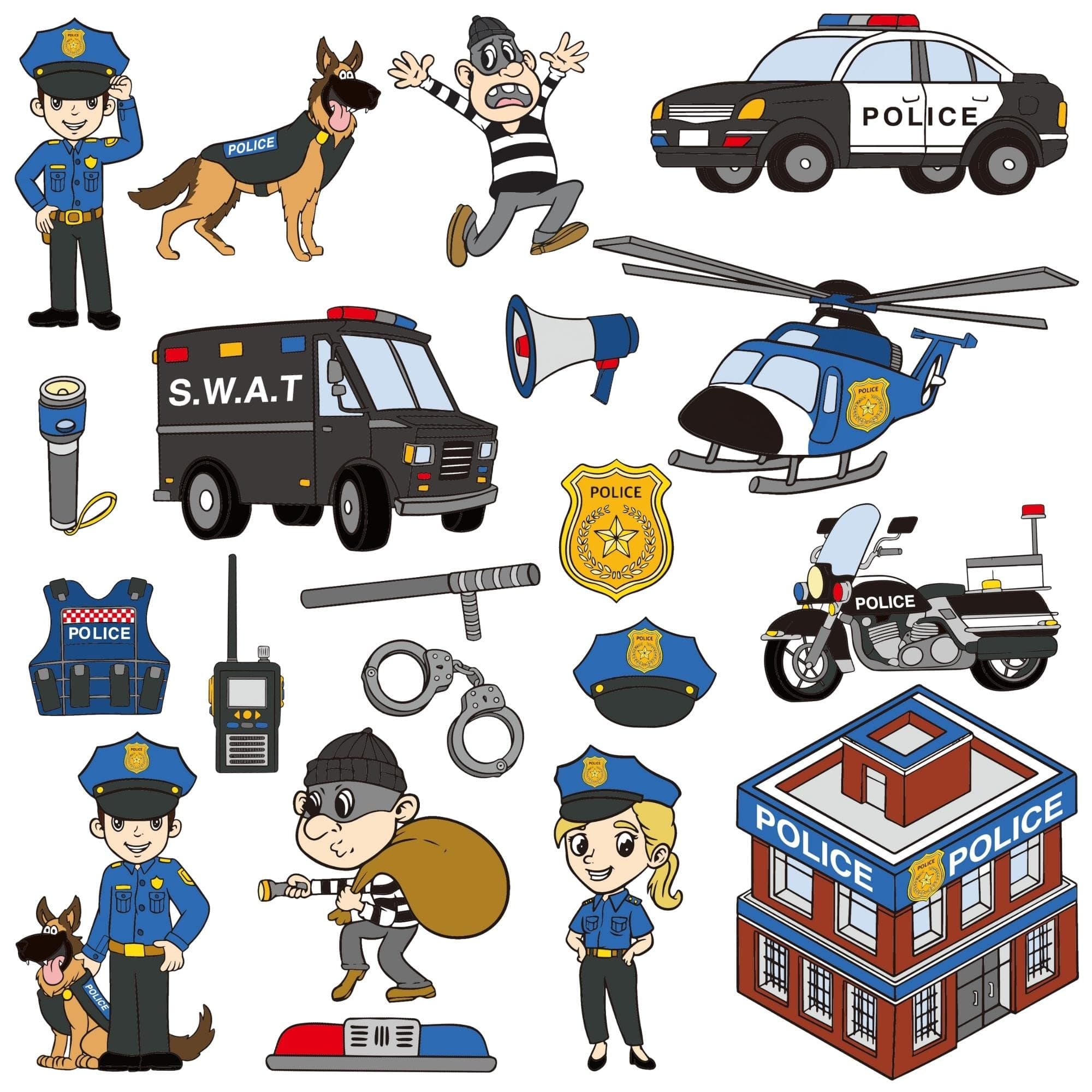 McEtt Police Sticker Sheets – Cute Police Officer Law Enforcement Illustration Stickers – 5 Sheet Pack (100 Pieces)