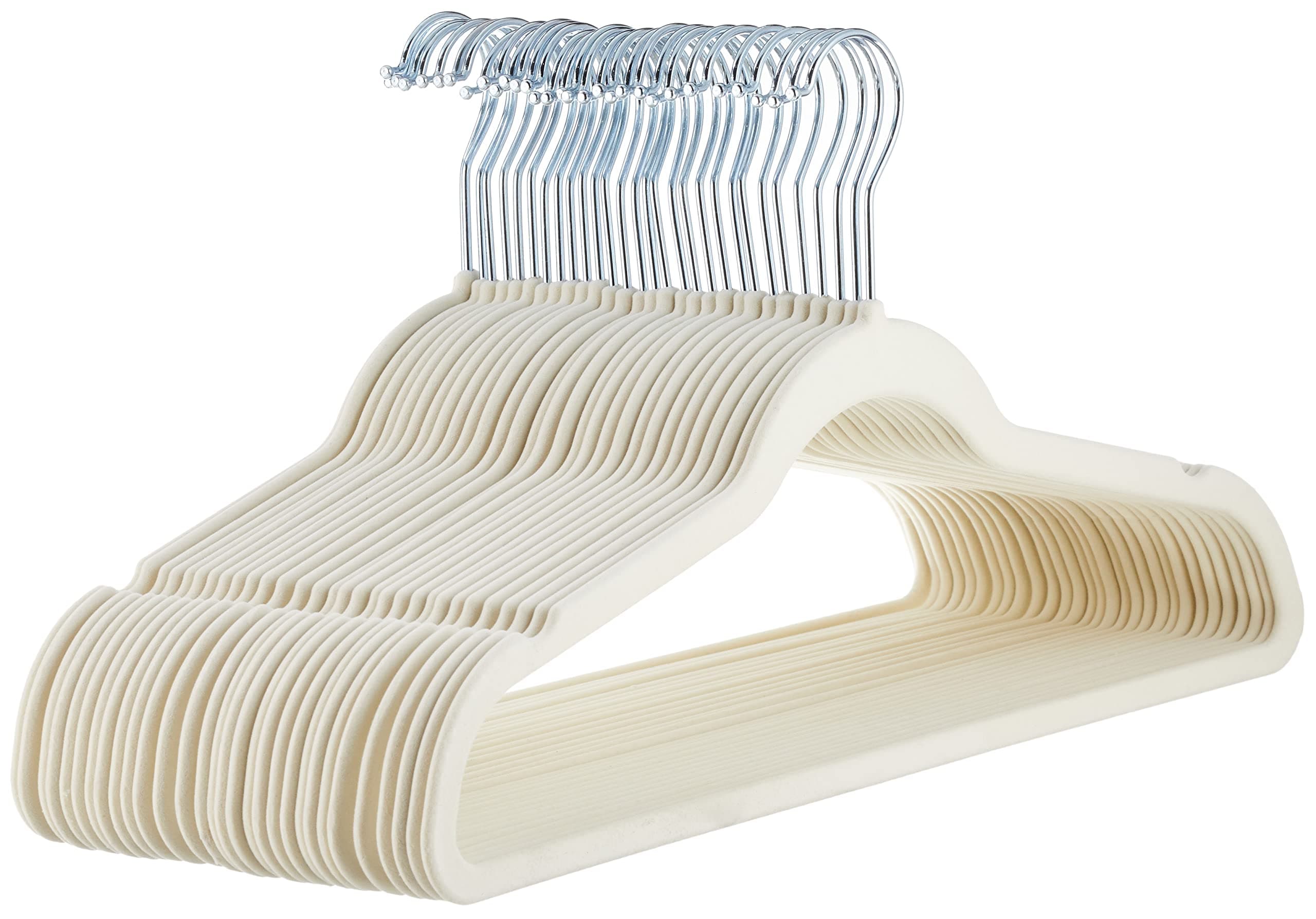 Amazon Basics Slim Velvet Non-Slip Suit Hangers - 30-Pack, Ivory