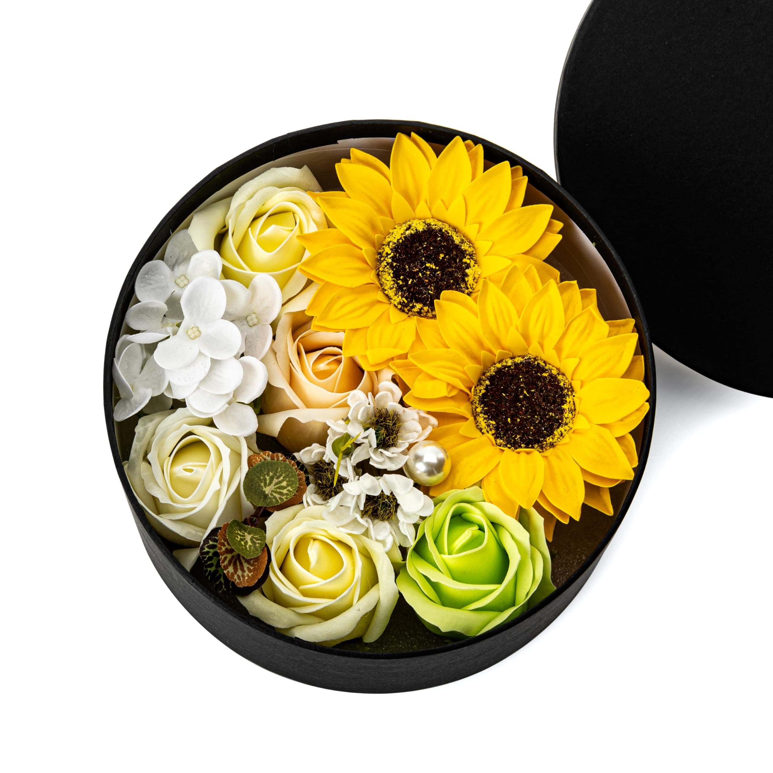 Luxury Beautiful Flora Scented Roses/Carnation Flower Bath Soap with Stem, Flower Soap in Gift Box, Gift for Birthday/Valentine's Day/Mother's Day (Sunflower)