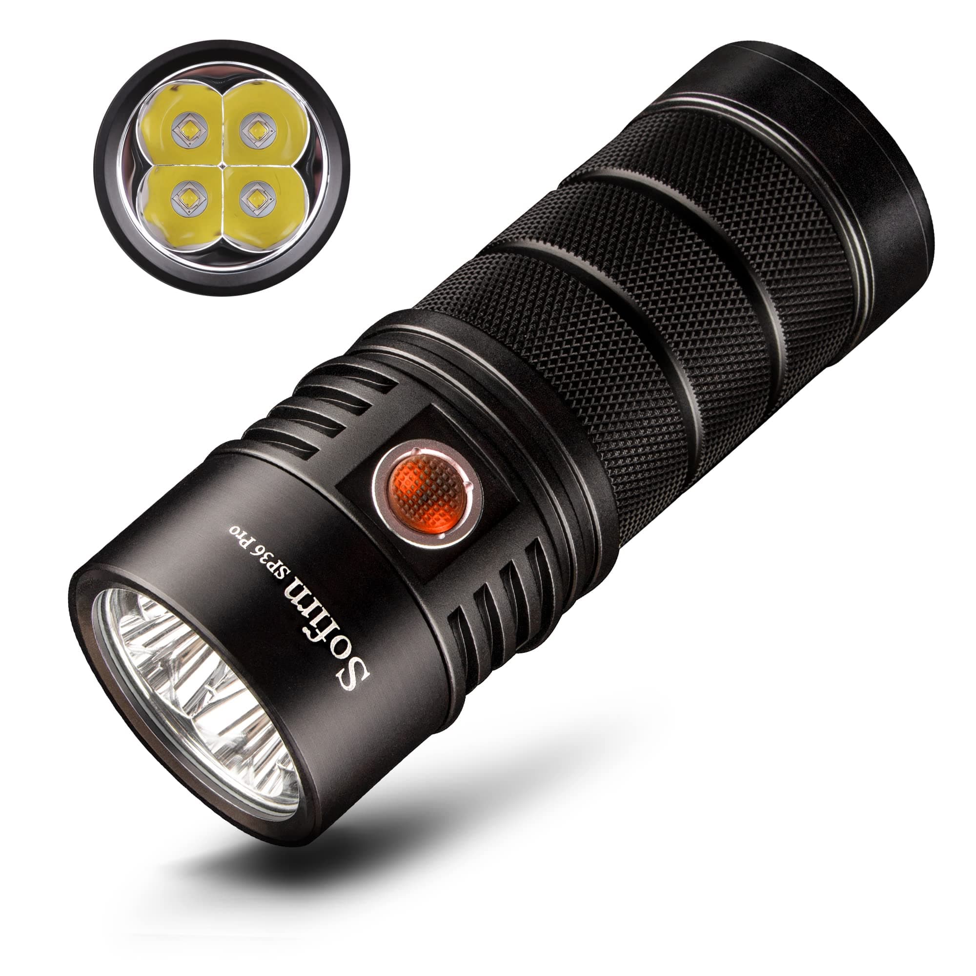 Flashlight High Lumens, 8000 Lumens Super Bright SP36 Pro Powerful Light USB C Rechargeable with 4*LED 5000K, Anduril 2.0 Programmable UI and Charging Cable（SP36Pro 5000k）