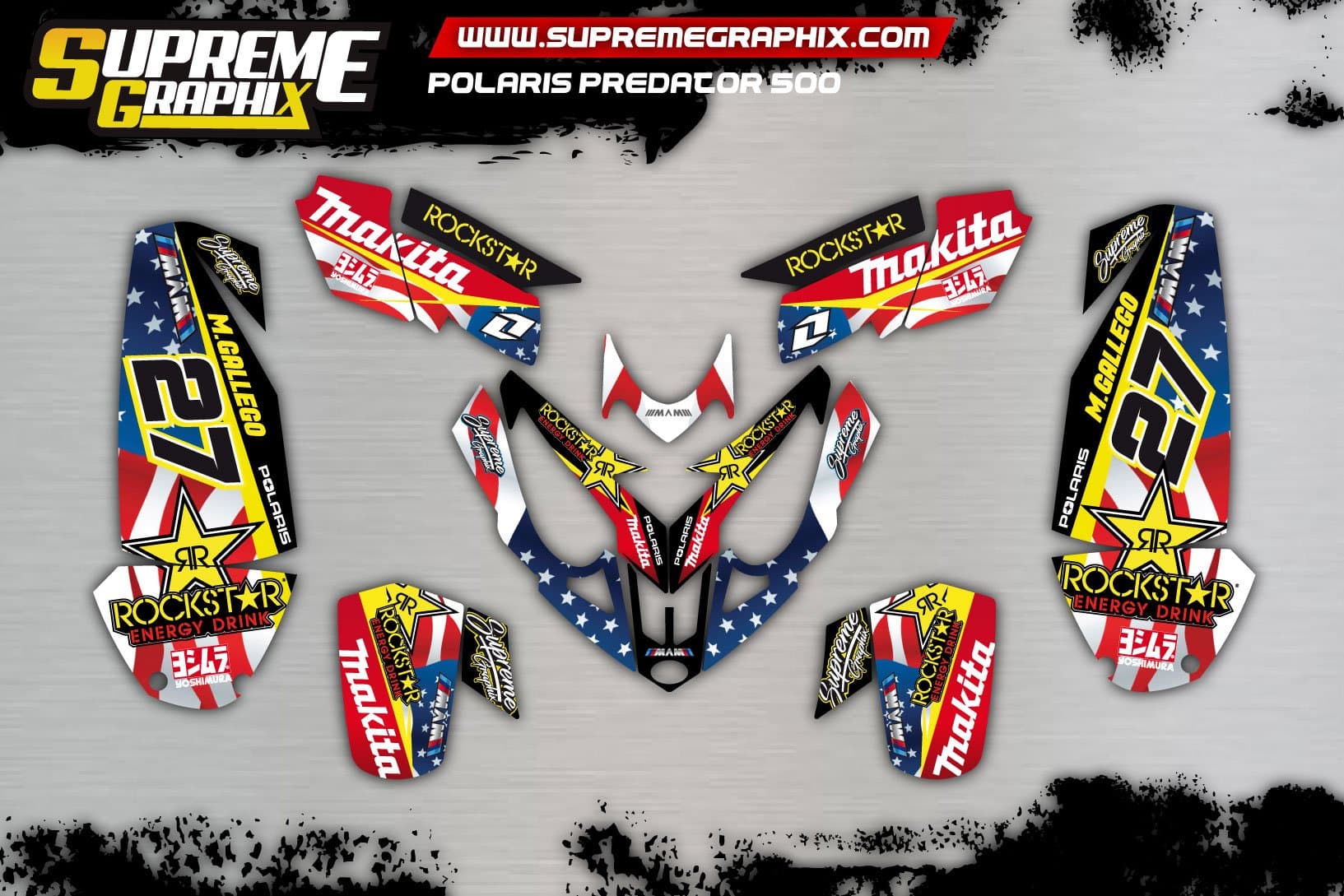 Kit Adhesives Polaris Predator 500 adesivy Stickers