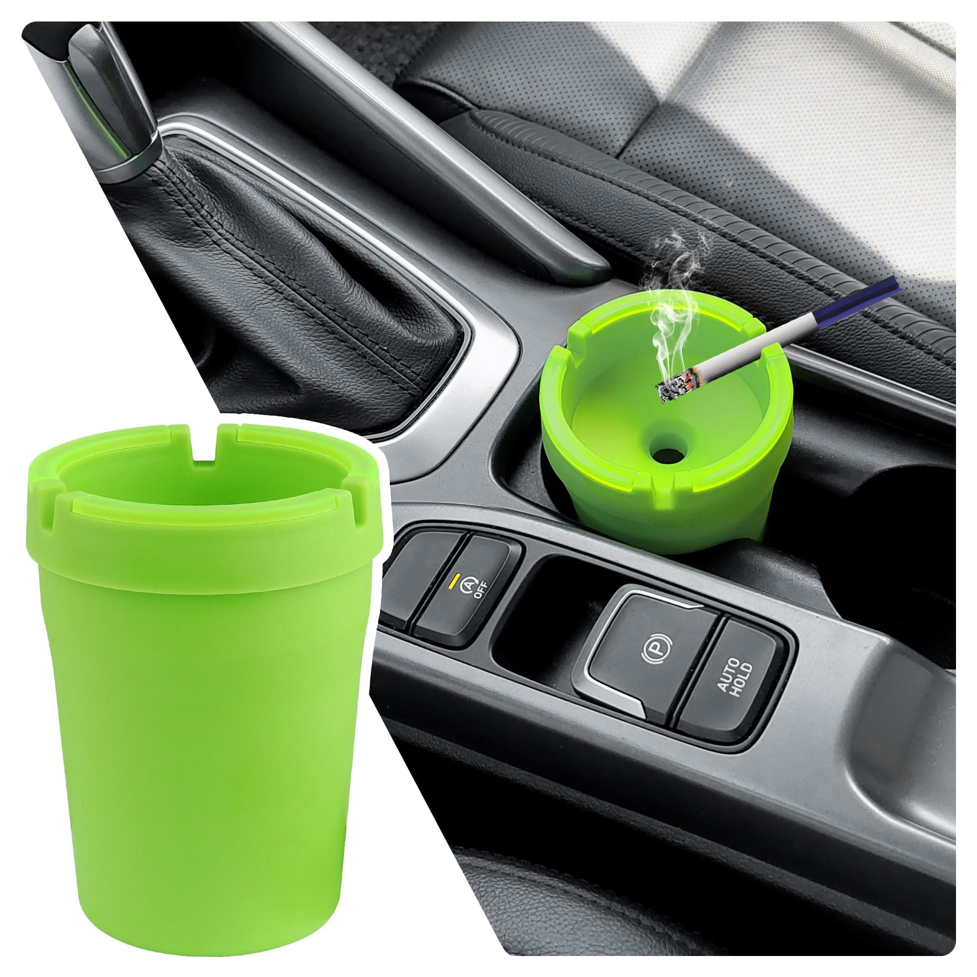 Smokeless Ashtray,Portable Car Ashtrays for Cup Holder Smell Proof,Multifunctional Ashtray with Lid Smell Proof for Ccar Truck SUV Keep Car Interior Accessories Tidy (Green)