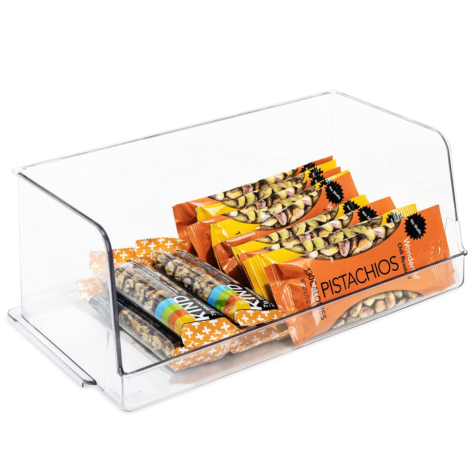 Smart DesignStackable Household Bin - 7 x 12.5 Inch - Open Front - BPA Free Plastic Resin - Food, Fridge, Freezer, Cabinet, Food, Pantry, Storage - Kitchen Organizer - Clear