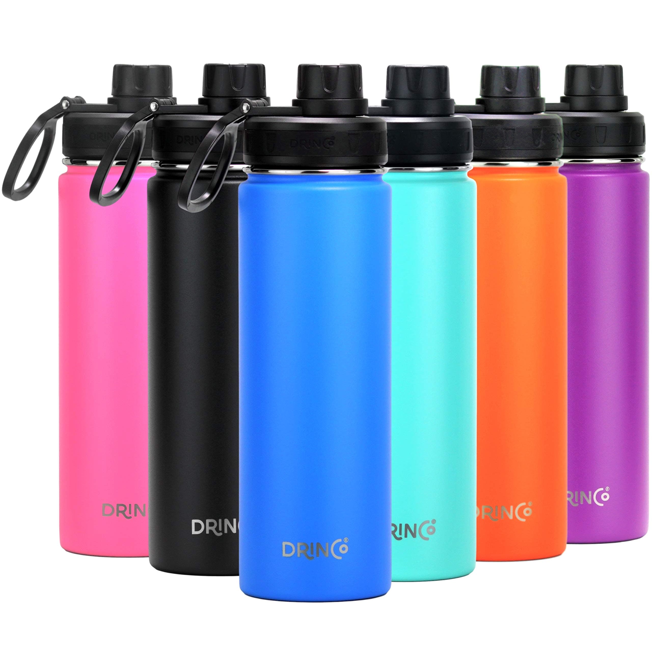 Stainless Steel Water Bottle Spout Lid Vacuum Insulated Double Wall Water Bottle Wide Mouth (40oz 32oz 22oz 18oz 14oz) Leak Proof Keeps Cold or Hot (22 oz, 22oz Royal Blue)