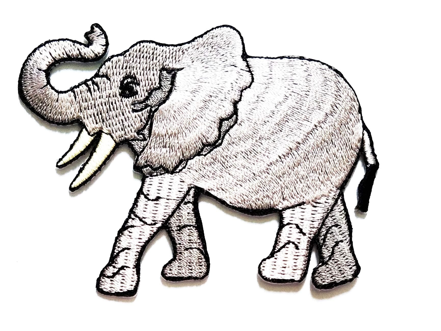 Nipitshop Patches Cute Mammoth Elephant Zoo Safari Animal Cartoon Kids Patch Embroidered Iron On Patch for Clothes Backpacks T-Shirt Jeans Skirt Vests Scarf Hat Bag