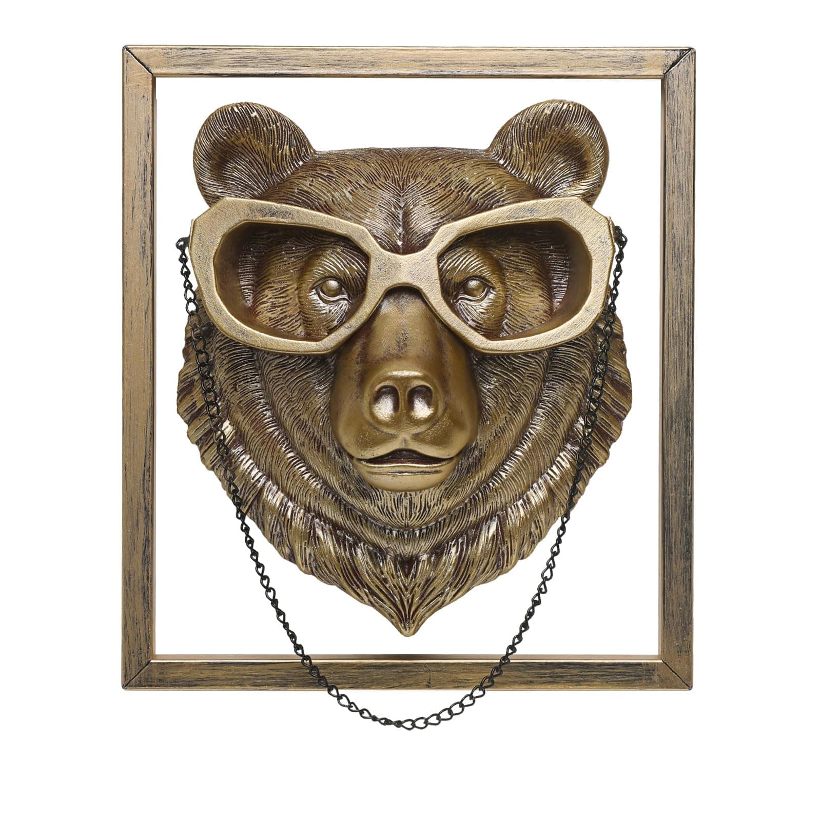 Newinhome Animal Heads Wall Decoration Resin Animals Sculptures Head Wall Hanging Decor Gold vintage Wall Sculpture for Living Room Bedroom Office(Bear)