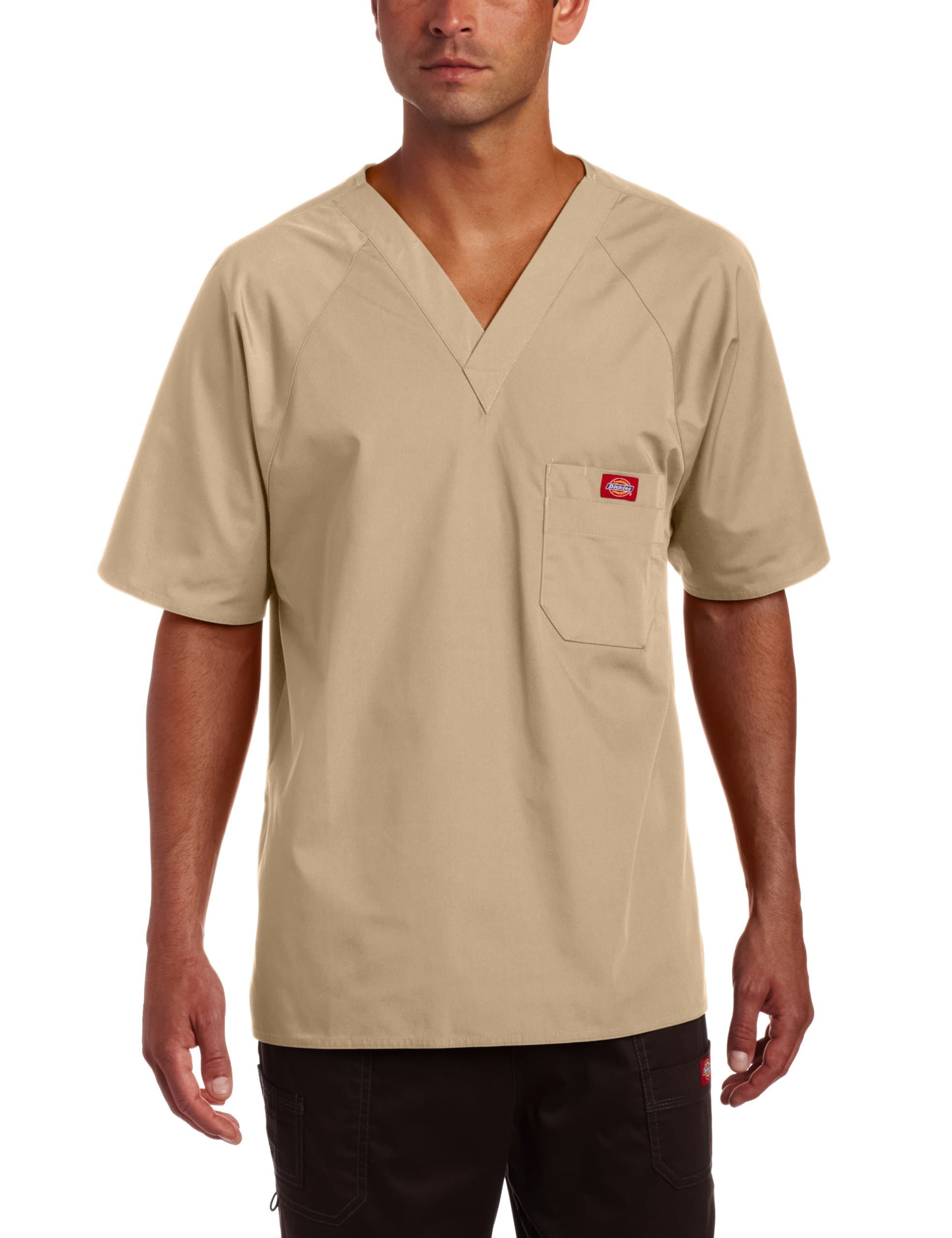 Dickies Mens Raglan Sleeve Two-Tone Solid Scrub Top