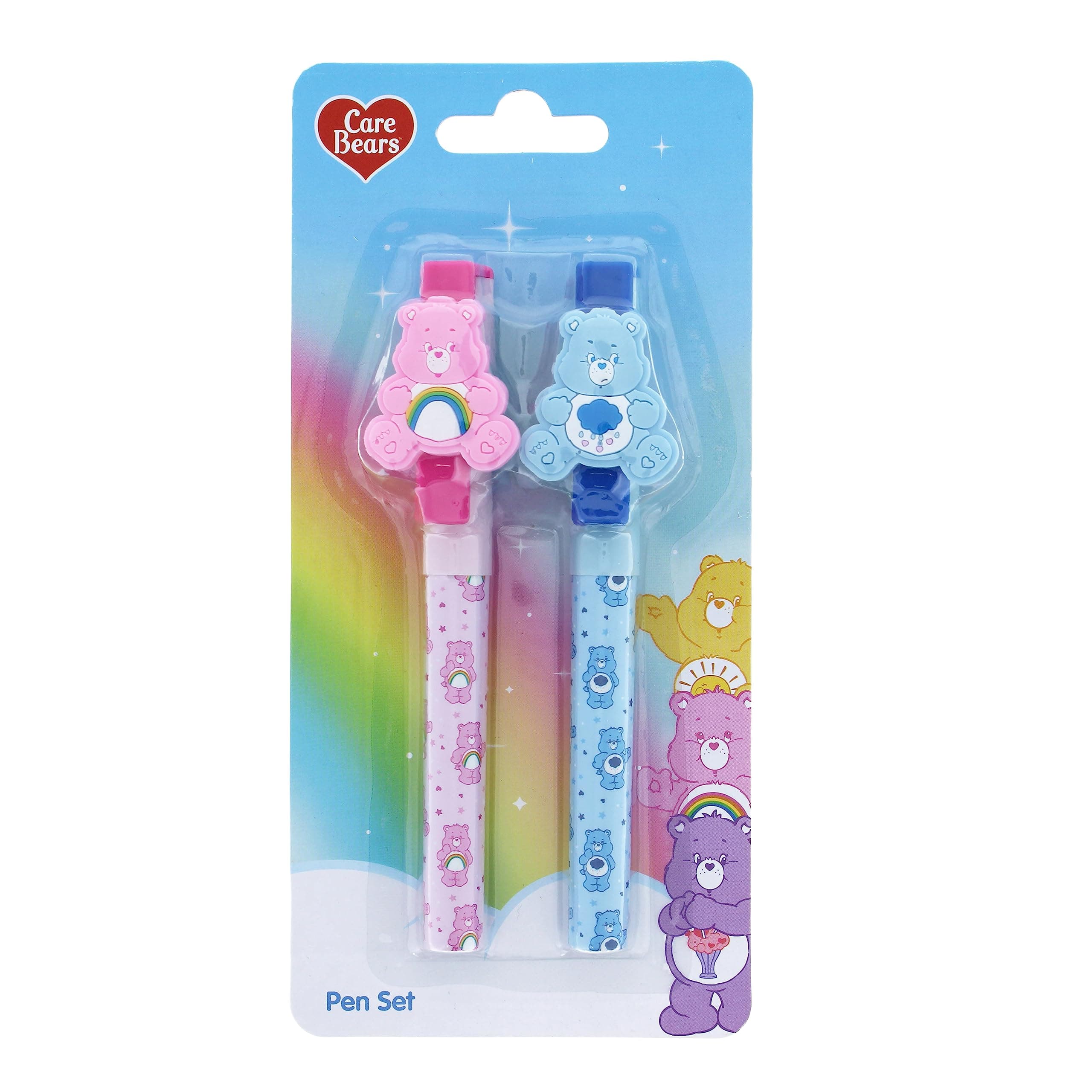 Care Bears Ballpen Set | 2 Blue Pens with Toppers | Pen Set for Kids | Care Bears Stationery & Gifts