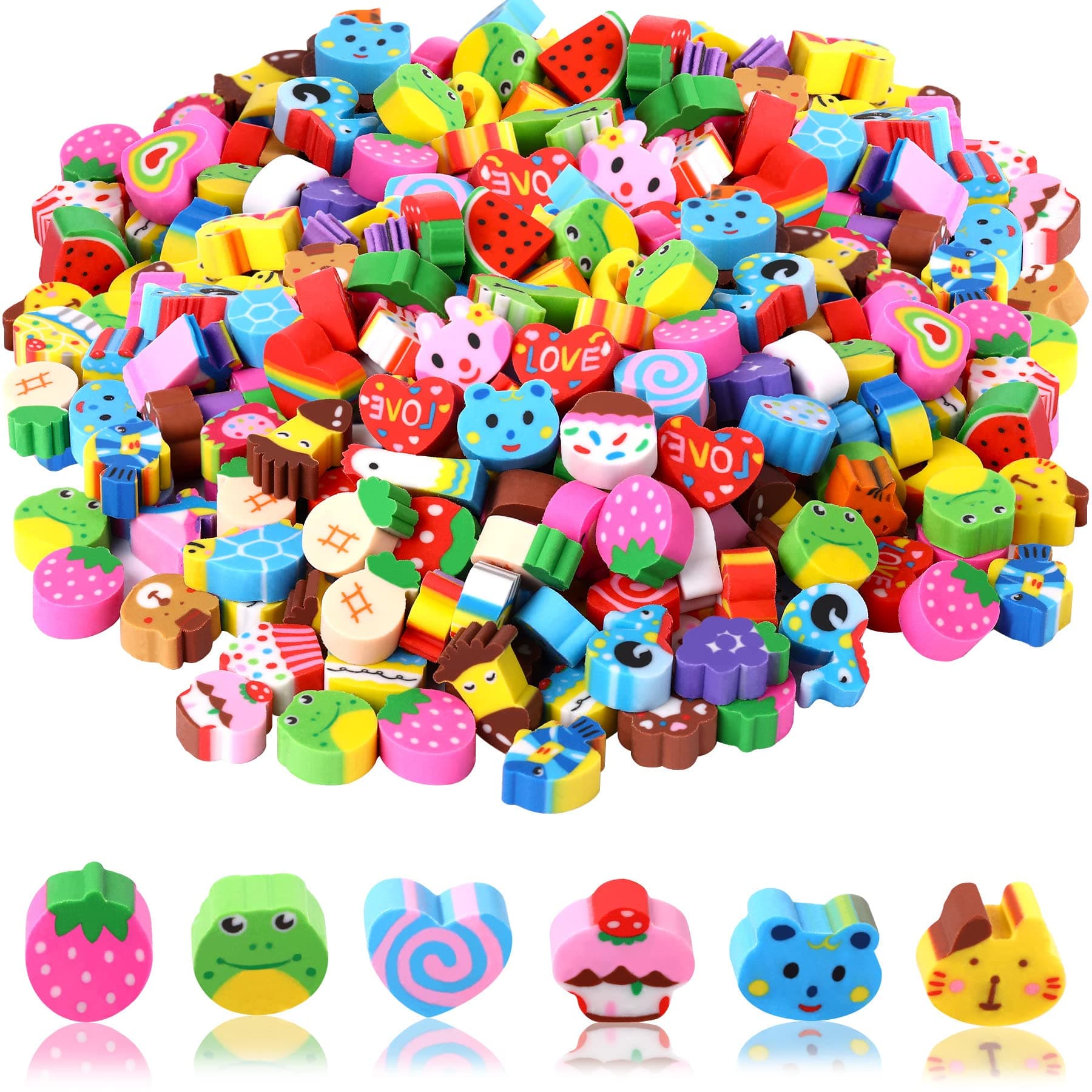 150 Pieces Mini Erasers for Kids Bulk - Novelty Animal and Pencil Assortment - Cute Small Erasers for Students, Homework, School, Classroom Rewards, Prizes, Party Favors (Multi-Style)