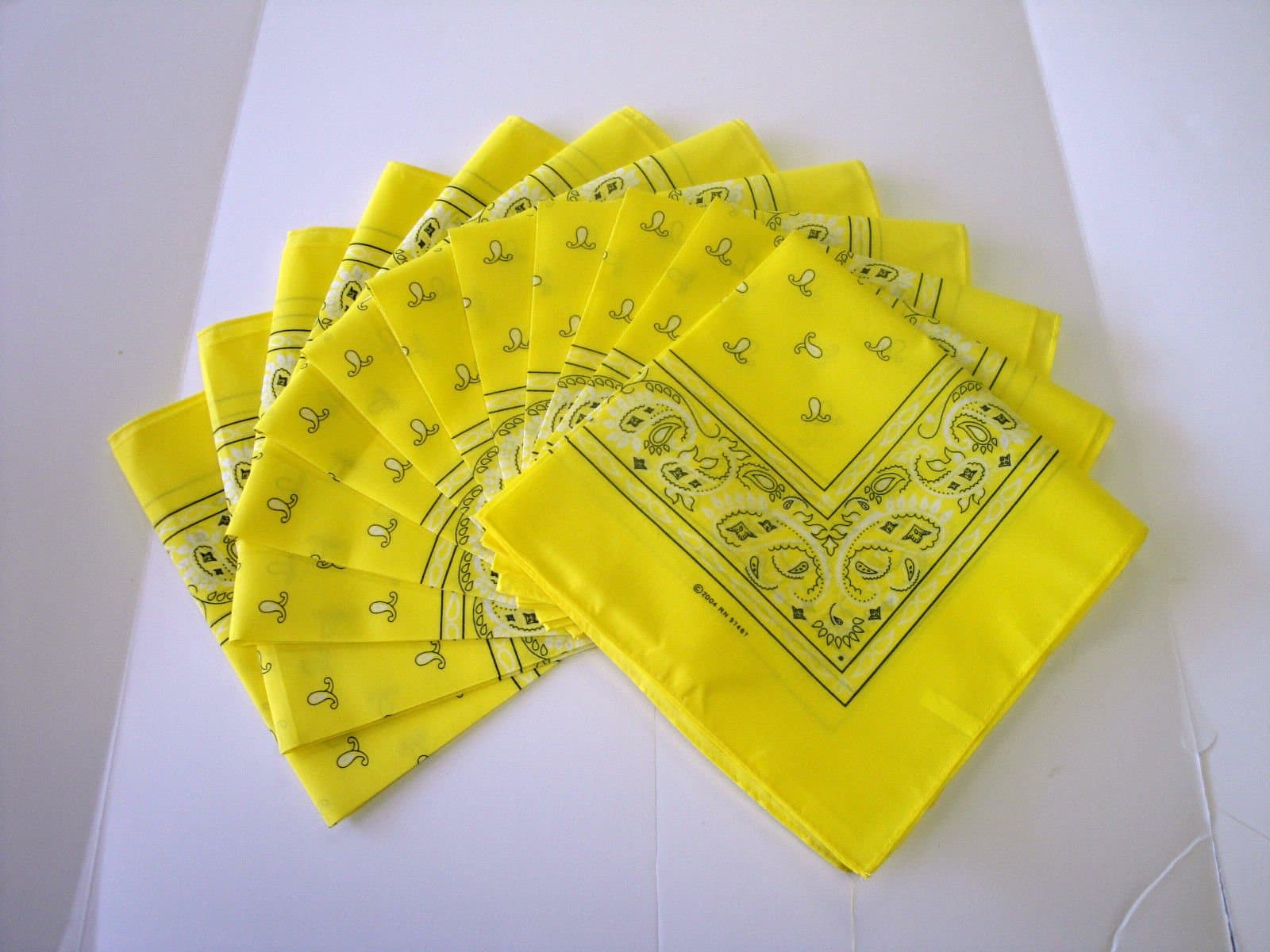 Yellow Bandana 12 Pieces Paisley Wholesale Lot Brand New Party Favors