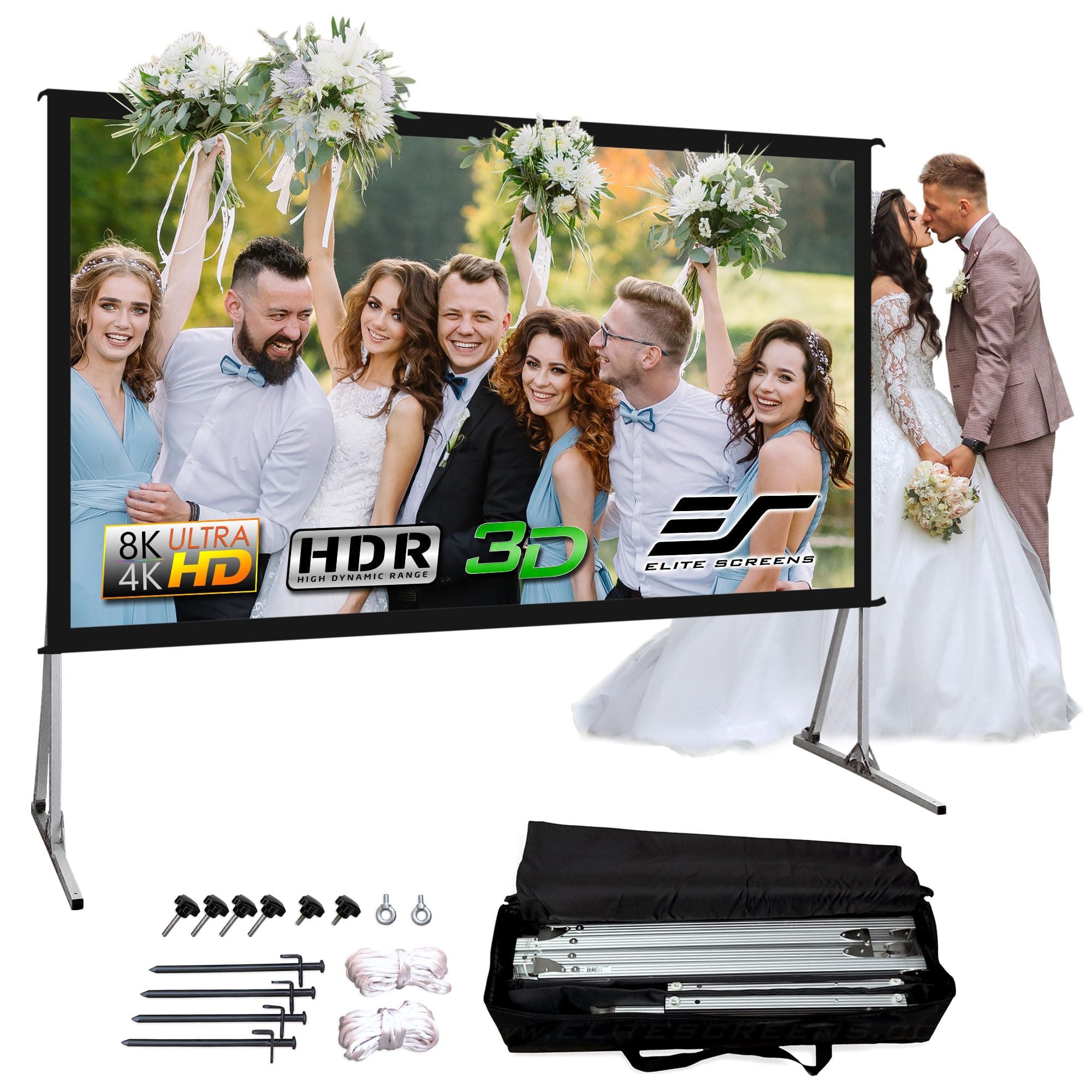 Yard Master 2, 135-inch Outdoor Portable Fast Folding Projector Screen w/ Stand 16:9, 8K 4K Ultra HD 3D Movie Theater Cinema REAR Projection (OMS135HR3) US Based Company 2-YEAR WARRANTY