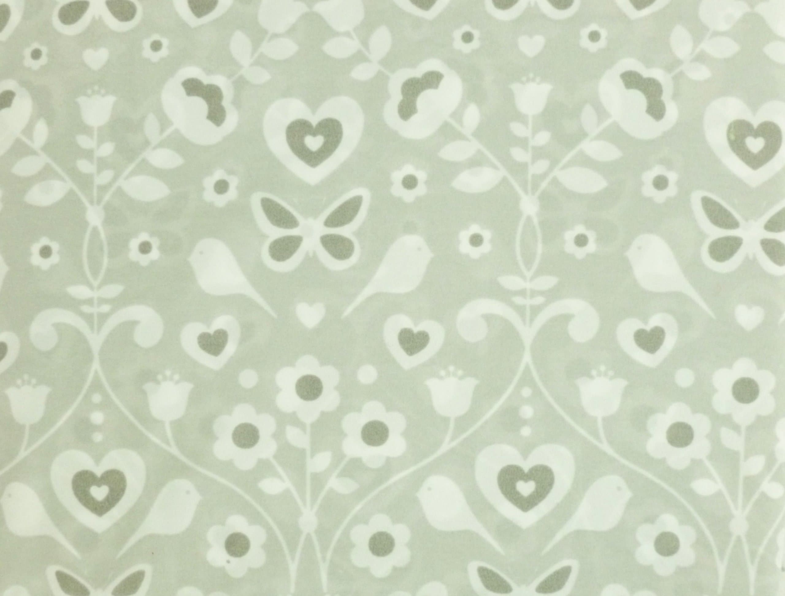 Children's Collection Gray Butterfly Bird Garden Print Twin Size Sheet Set