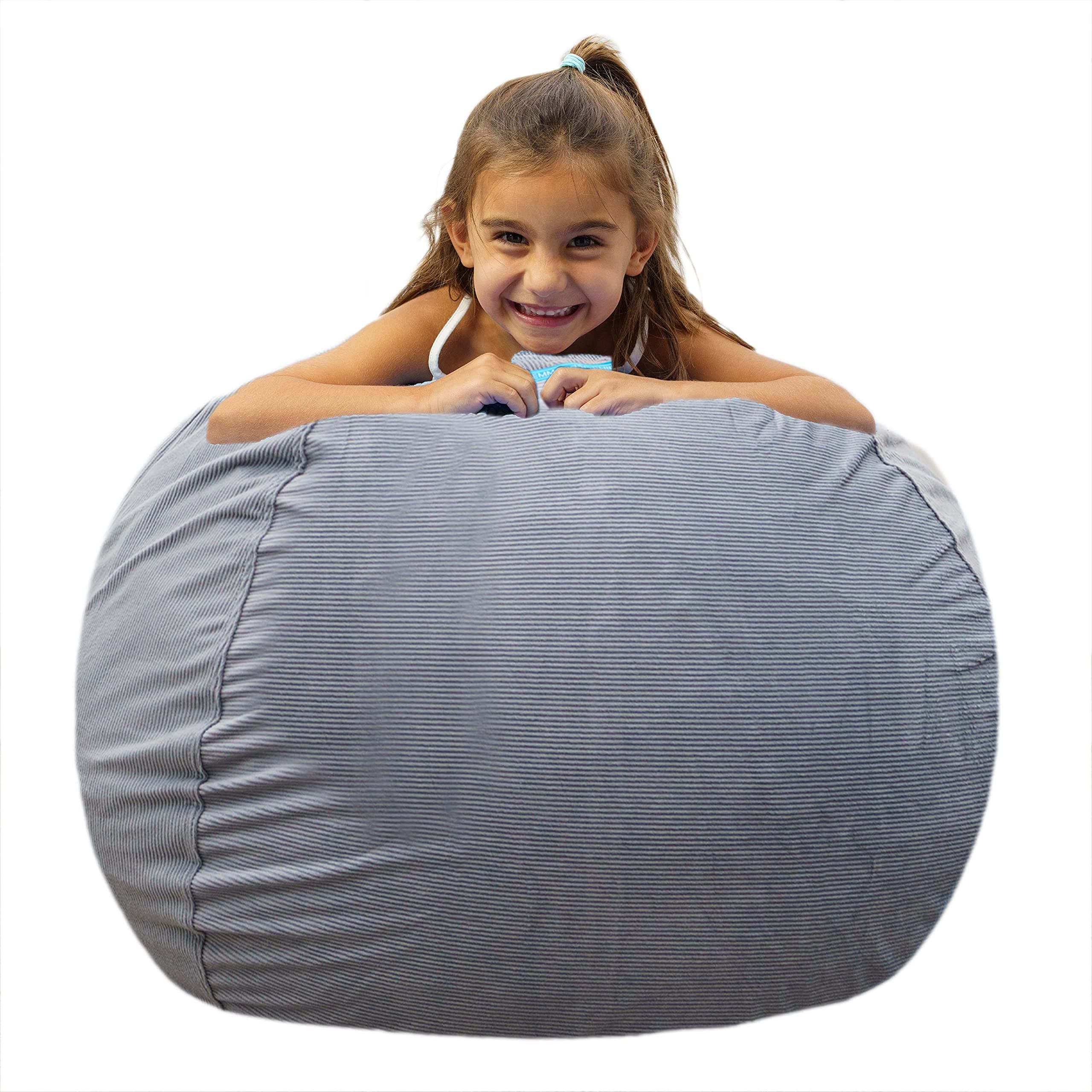 emmandsophieStuffed Animal Storage Bean Bag Chair-Kids Bean Bag Chairs-Bean Bag Chair Kids-Beanbag Chairs for Kids and Teens-Stuffed Animal Holder-Stuffed Animal Bean Bag Storag