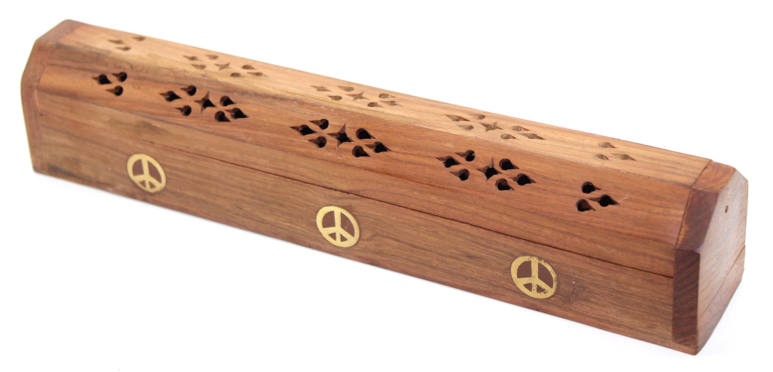Wooden Coffin Incense Burner - 12" (Peace)