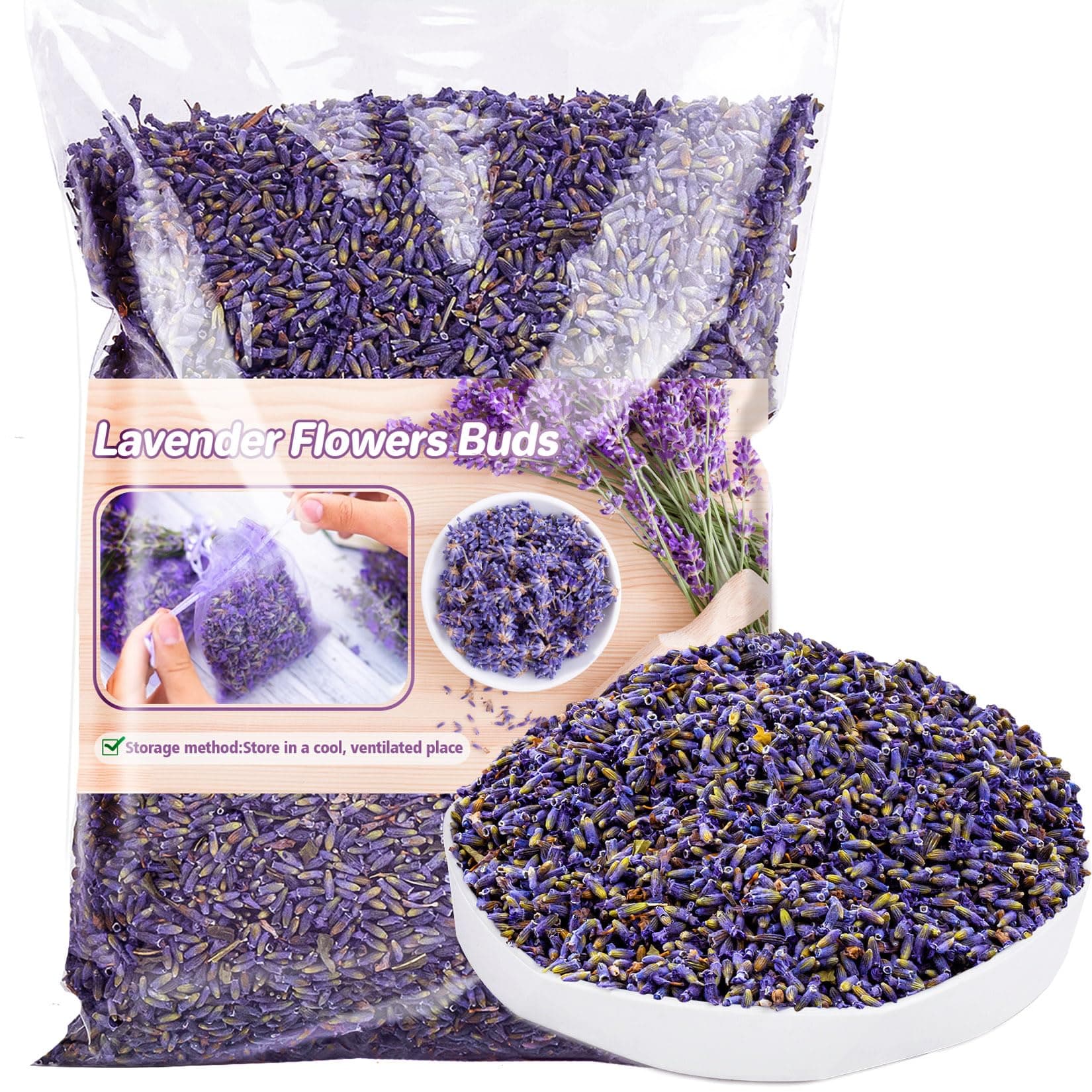 Sukh 110G French Lavender Dried - Organic Sachets For Drawers And Closets Flowers Sachet Bags Fresh Scents Bulk