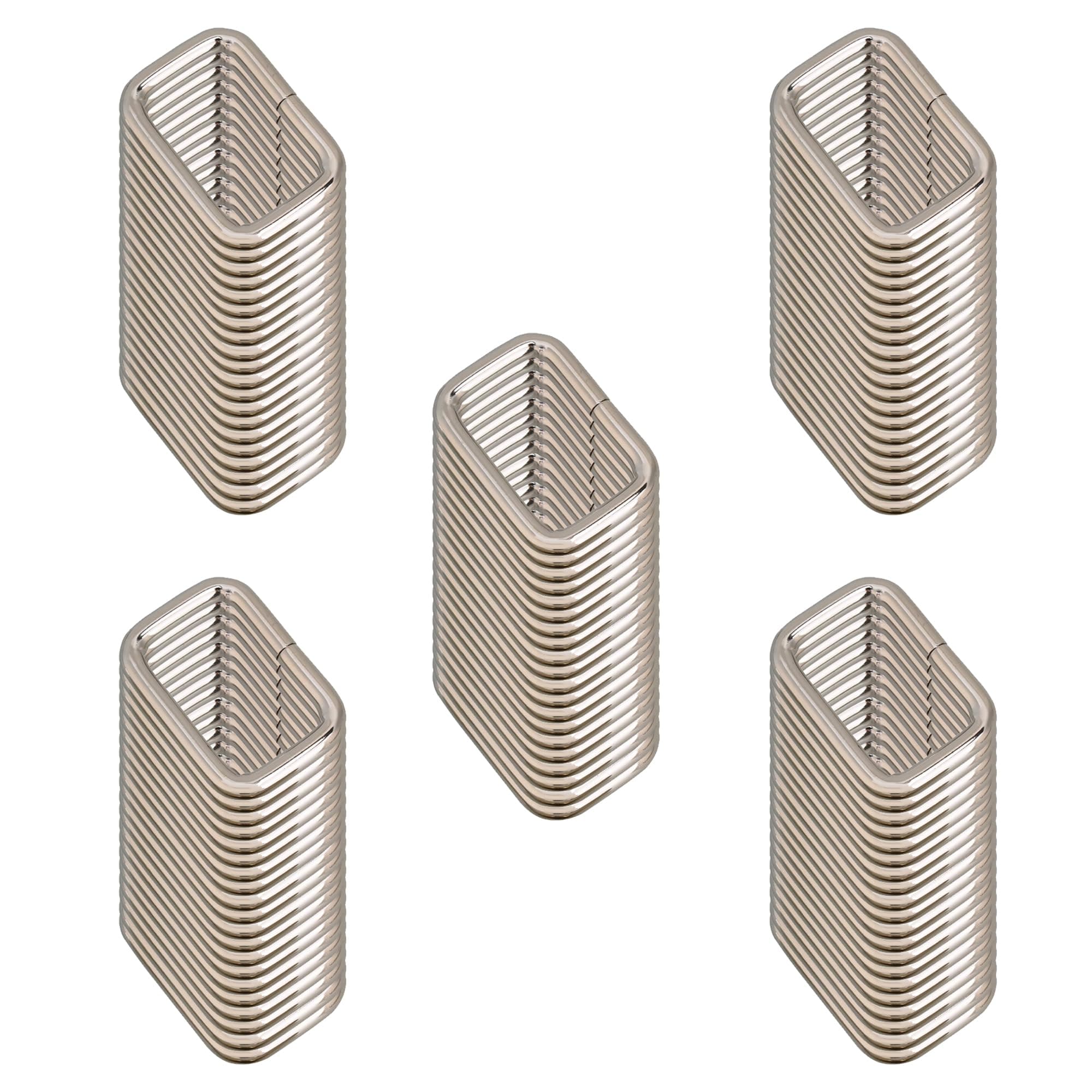 RDEXP 25mm Metal Bag Purse Snap Hook Rectangle Rings Webbing Belts Buckle Set of 100, Silver, 34 x 24mm/1.34 x 0.94"(L x W)