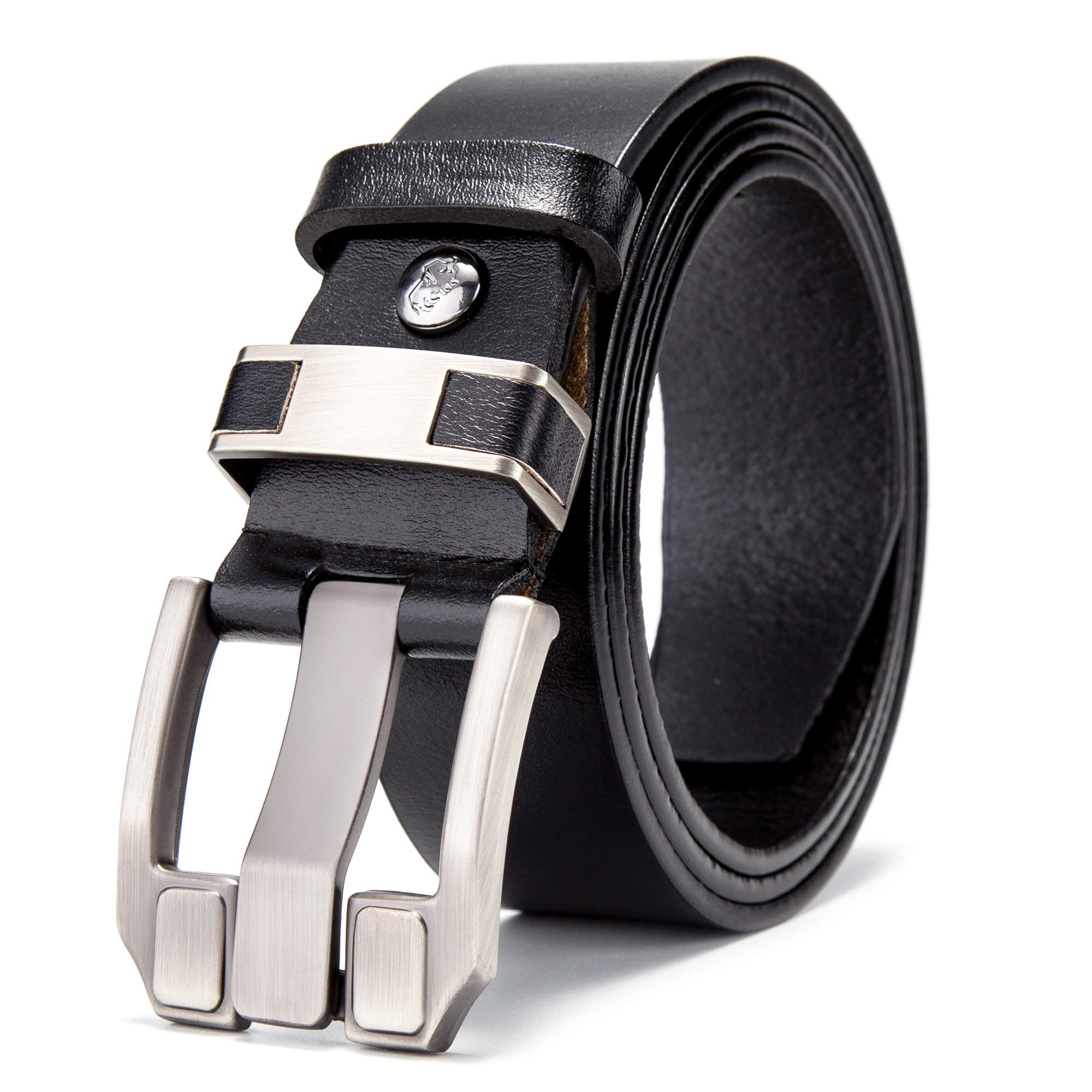 Bison Denim Men's Belt Leather Waistband Casual Alloy Buckle Belts