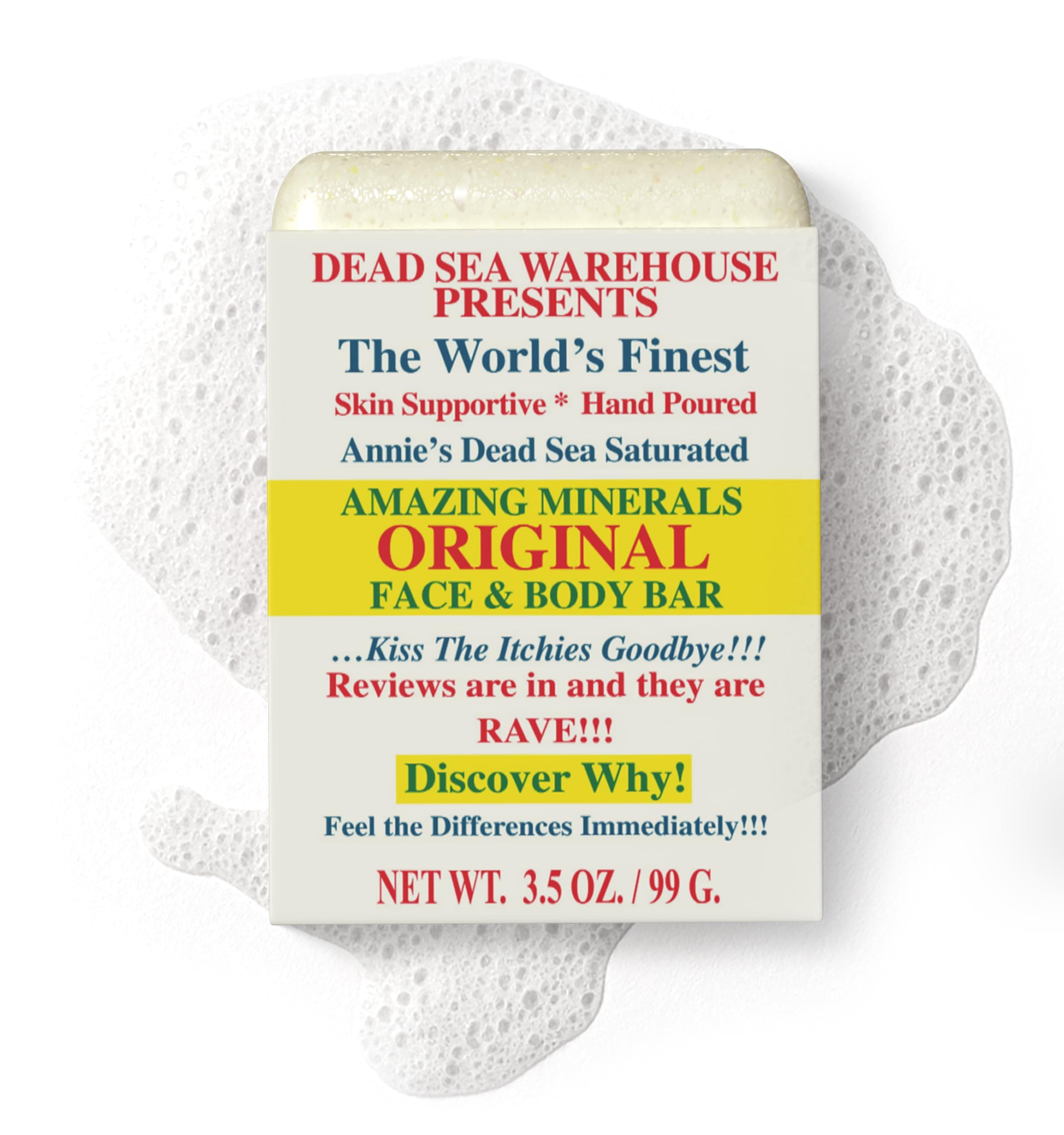 Dead Sea Warehouse - Dead Sea Salt Soap Bar - Original Face & Body Bar - Hydrating Mineral Soap for All Skin Types, Fragrance-Free - 3.5 oz